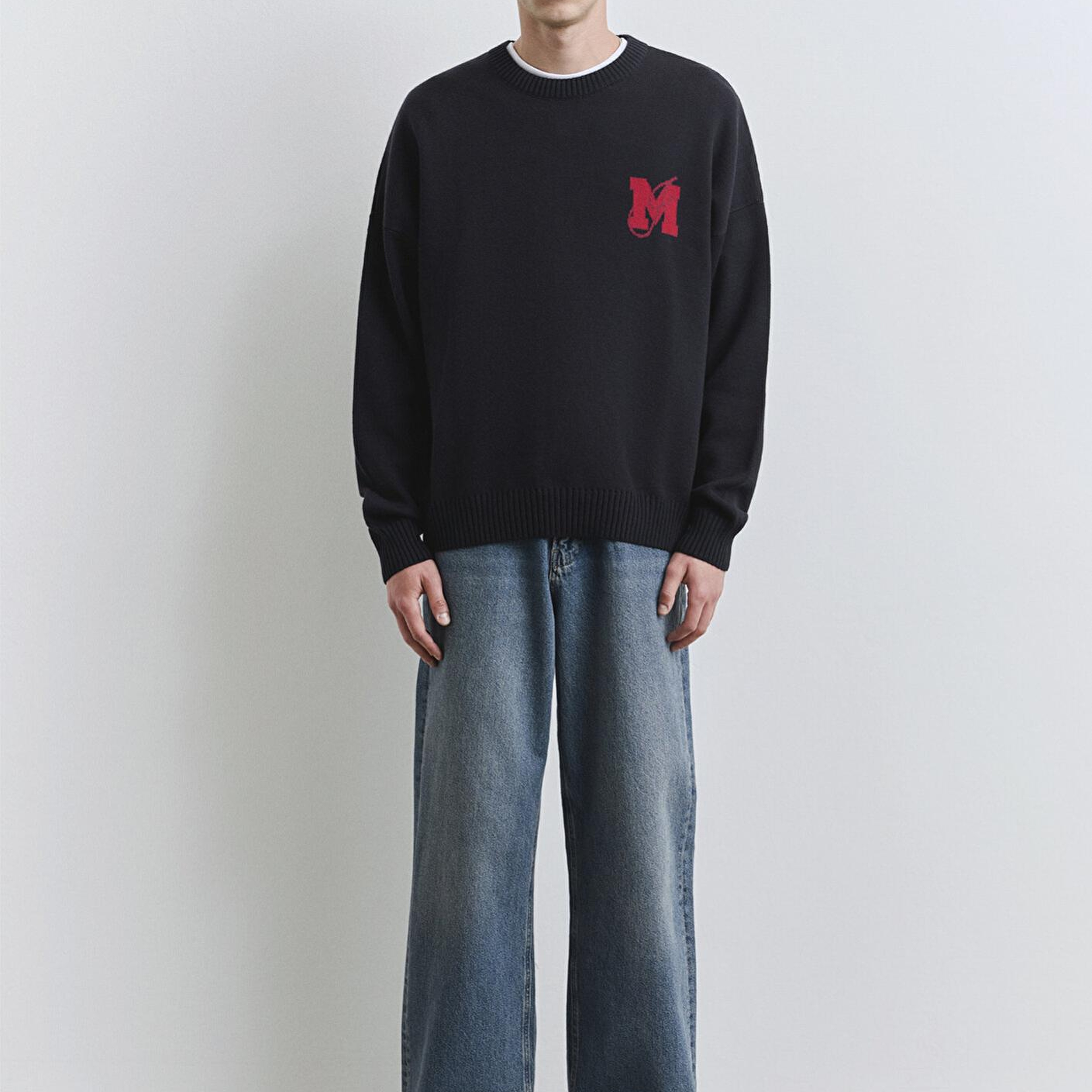 Mavi M Baskılı Lacivert Kazak Loose Fit / Bol Rahat Kesim 0710314-89353