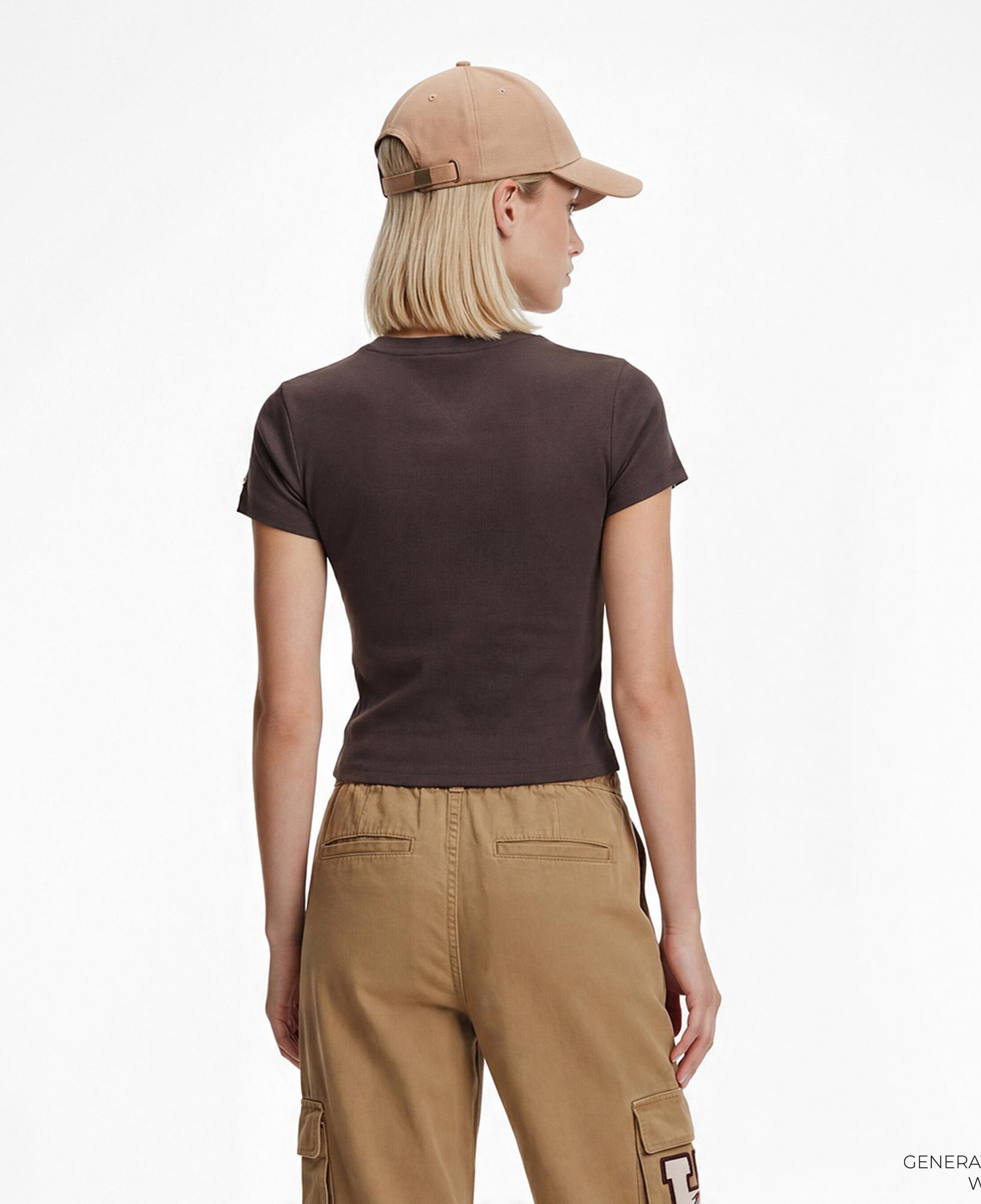 Tommy Hilfiger Essential Logo Kadın Kahverengi T-Shirt