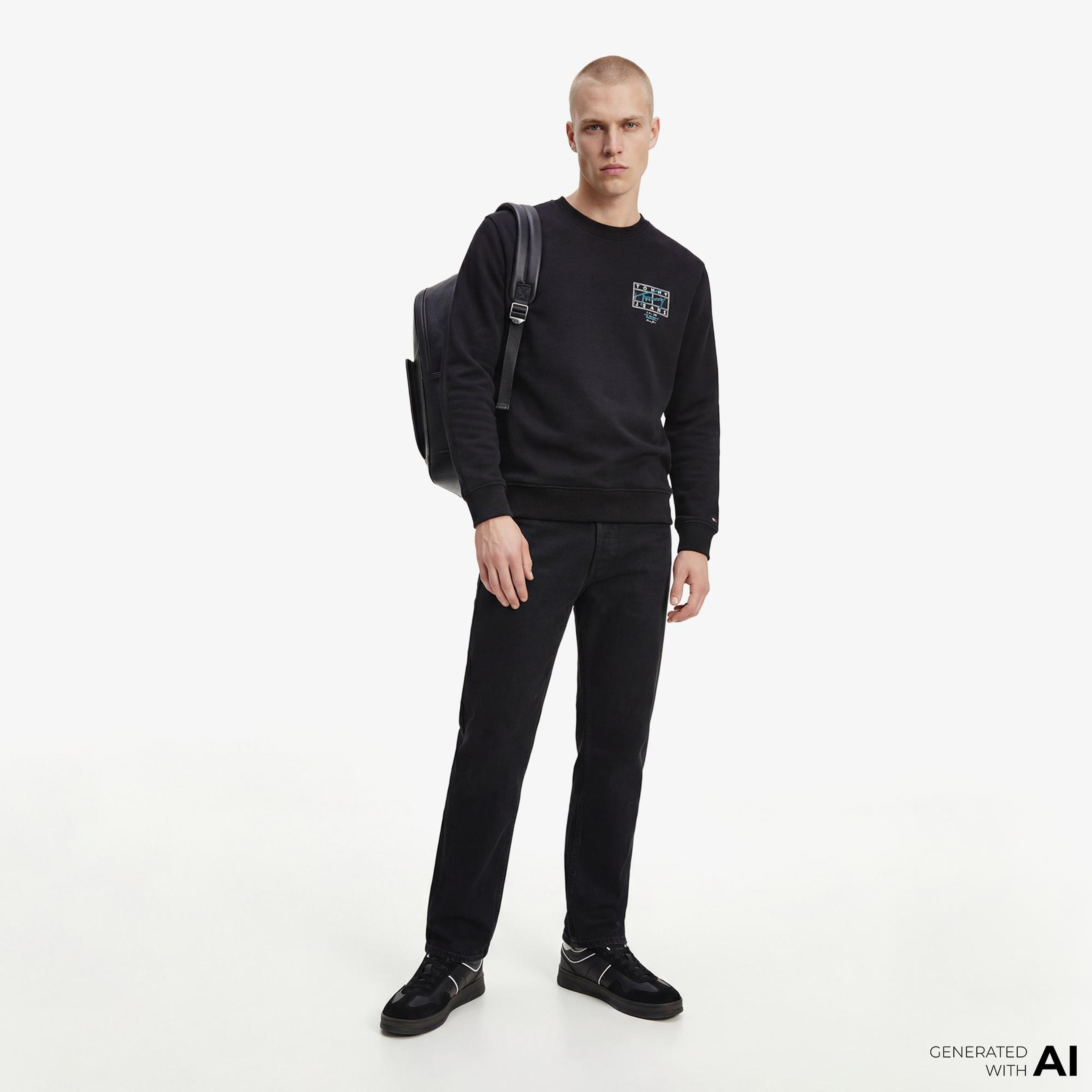 Tommy Hilfiger Signature Erkek Siyah Sweatshirt