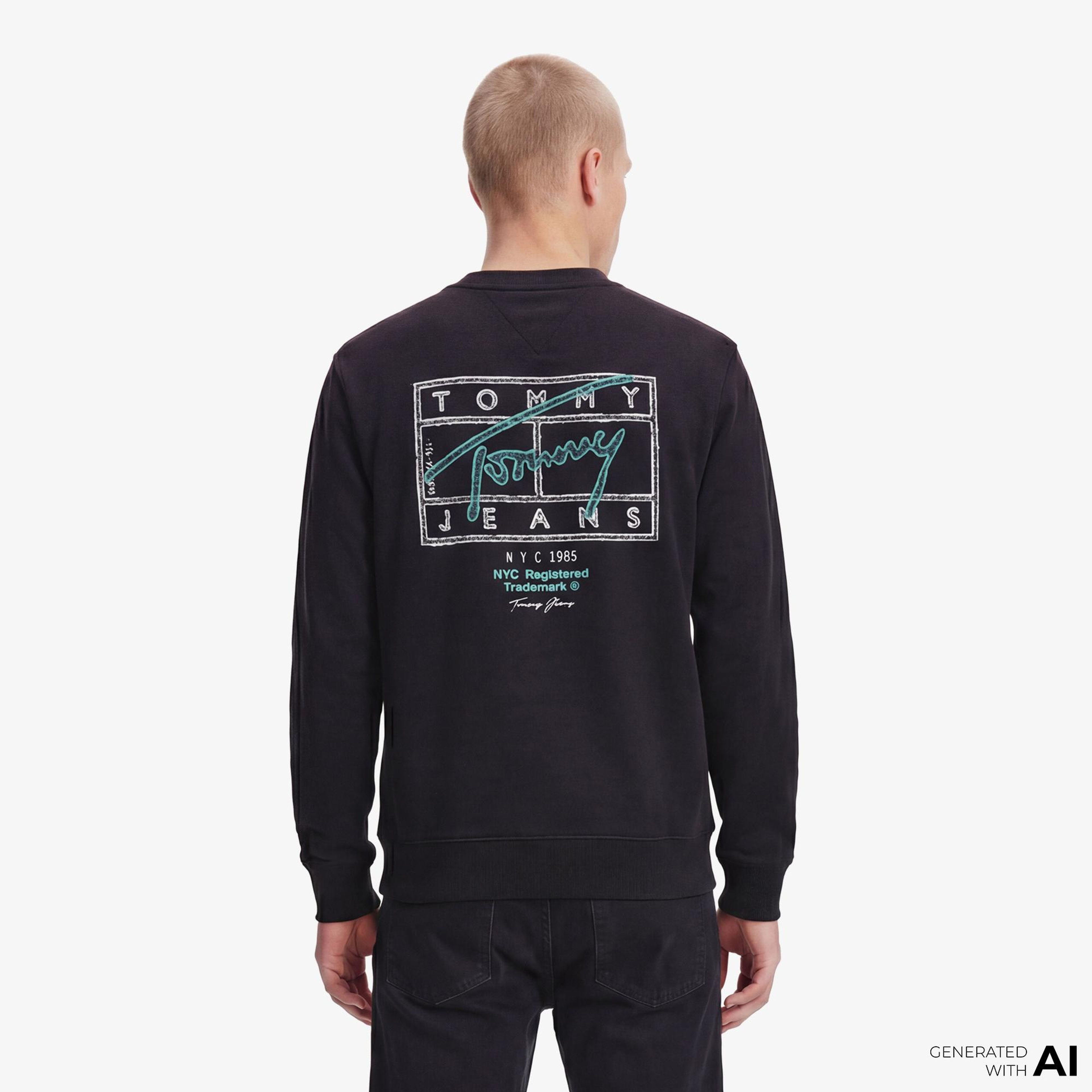 Tommy Hilfiger Signature Erkek Siyah Sweatshirt