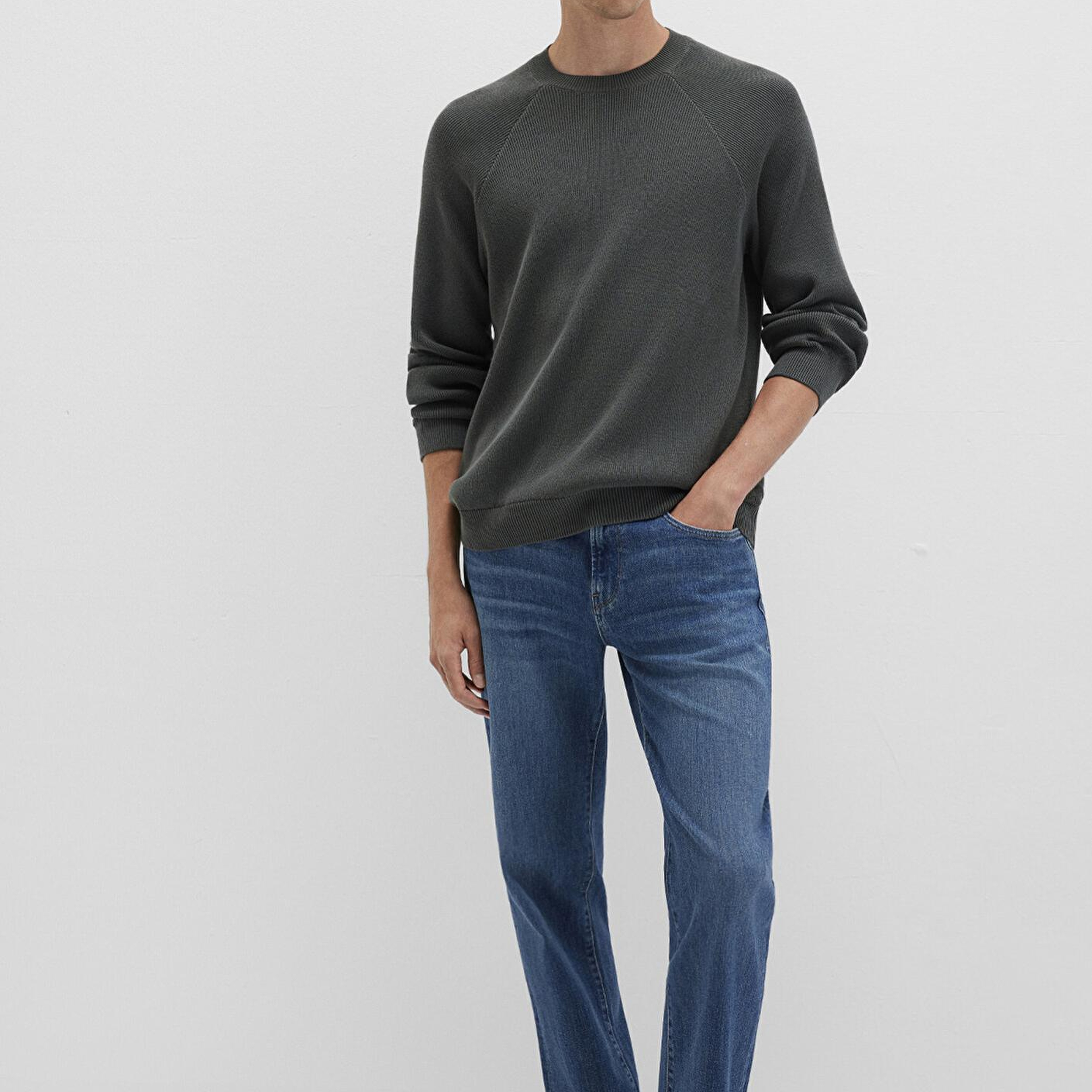 Mavi Bisiklet Yaka Yeşil Kazak Regular Fit / Normal Kesim 0710307-71598