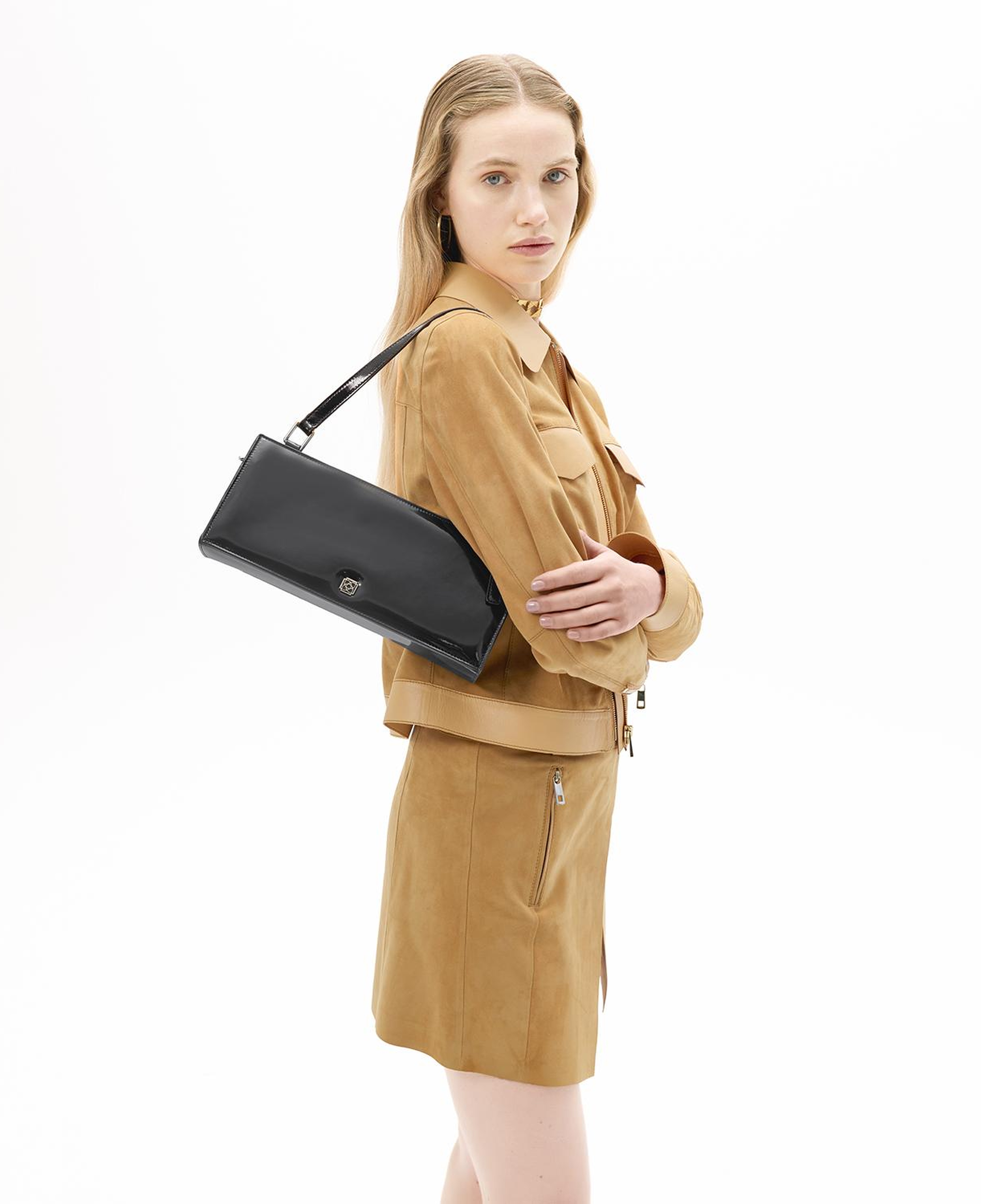 Limited Edition Kadın Turuncu Deri Detaylı Fermuarlı Süet Ceket