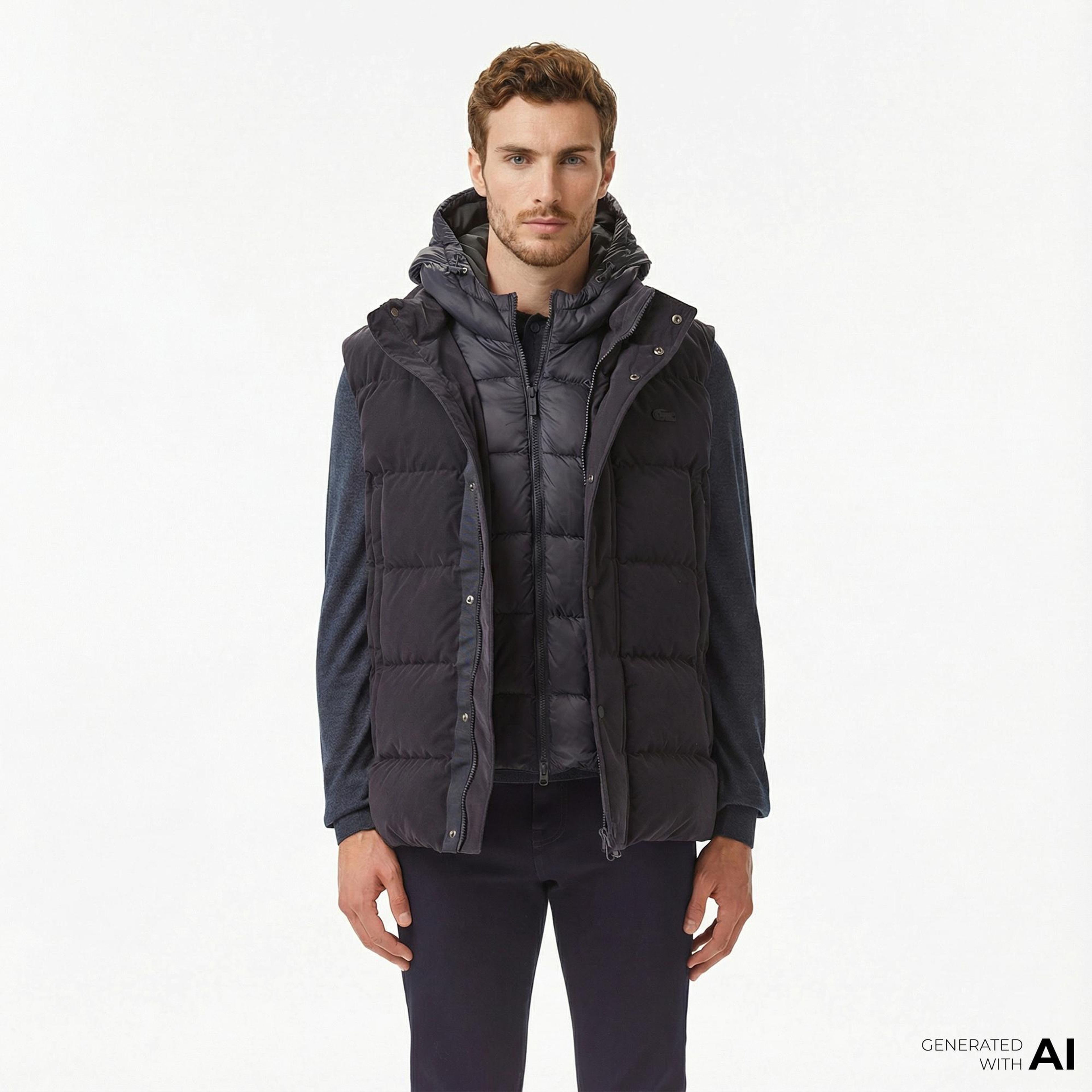 Lacoste Erkek Kapüşonlu Lacivert Yelek