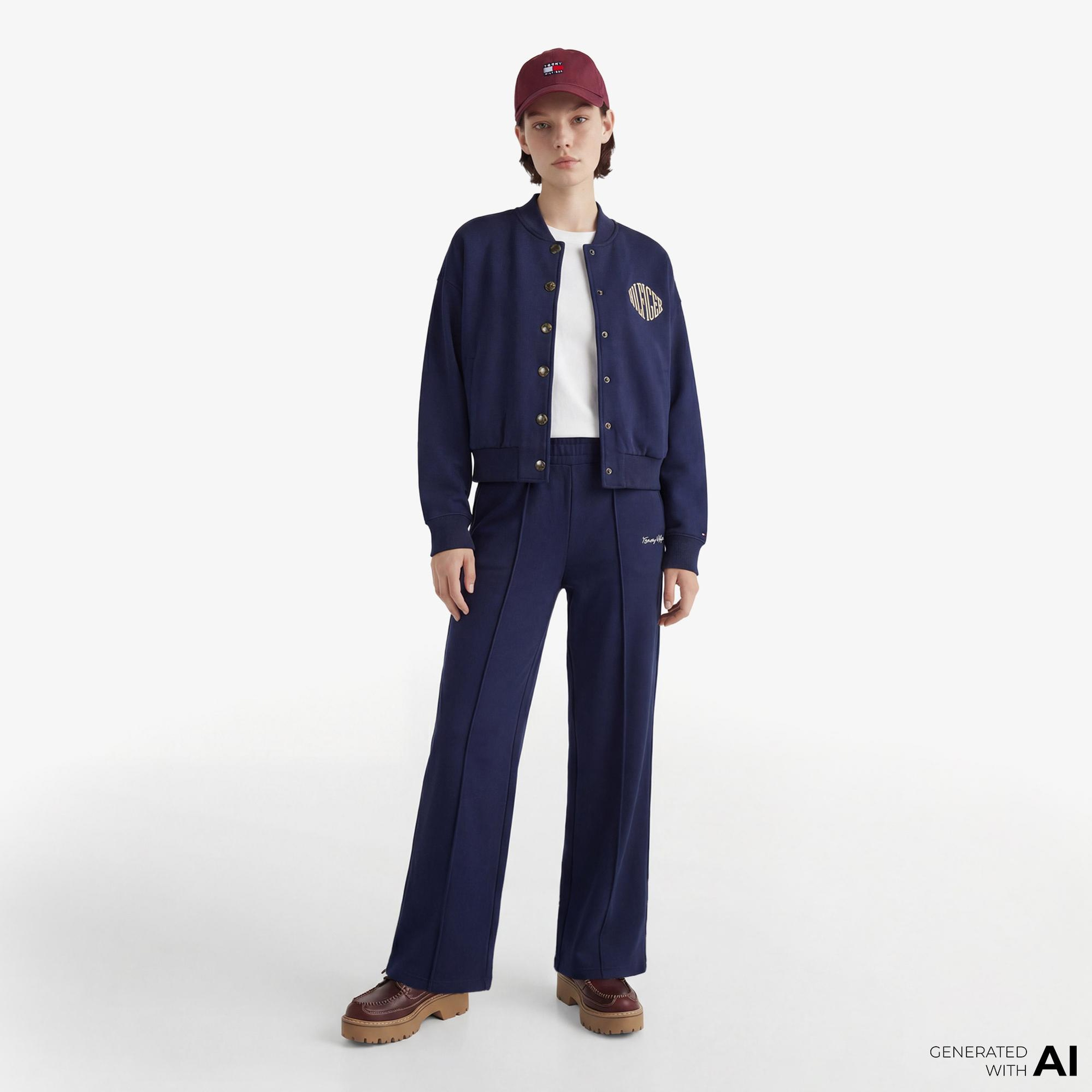 Tommy Hilfiger Gold Btn Script Kadın Lacivert Eşofman Altı