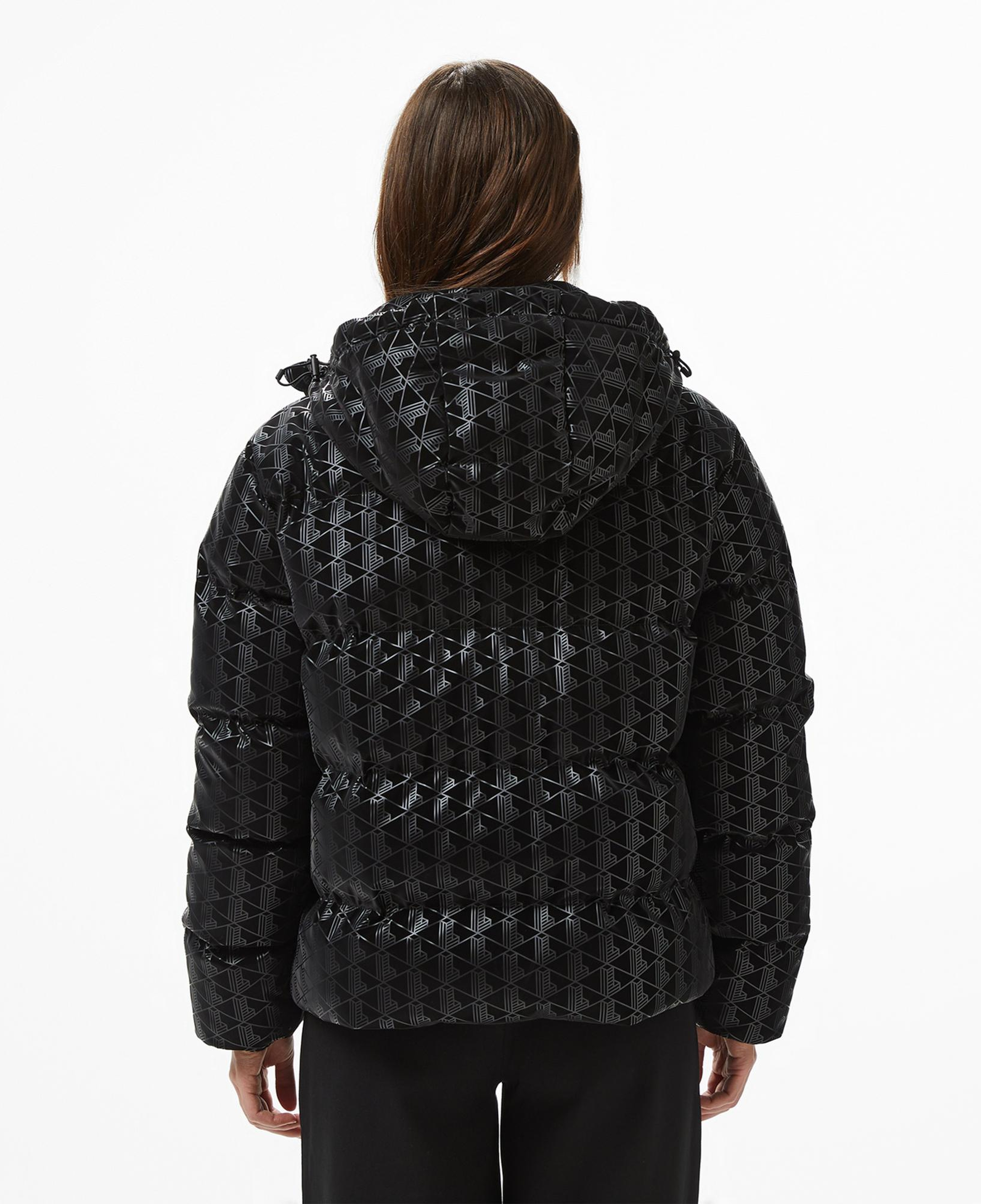 Lacoste Kadın Kapüşonlu Monogram Siyah Mont