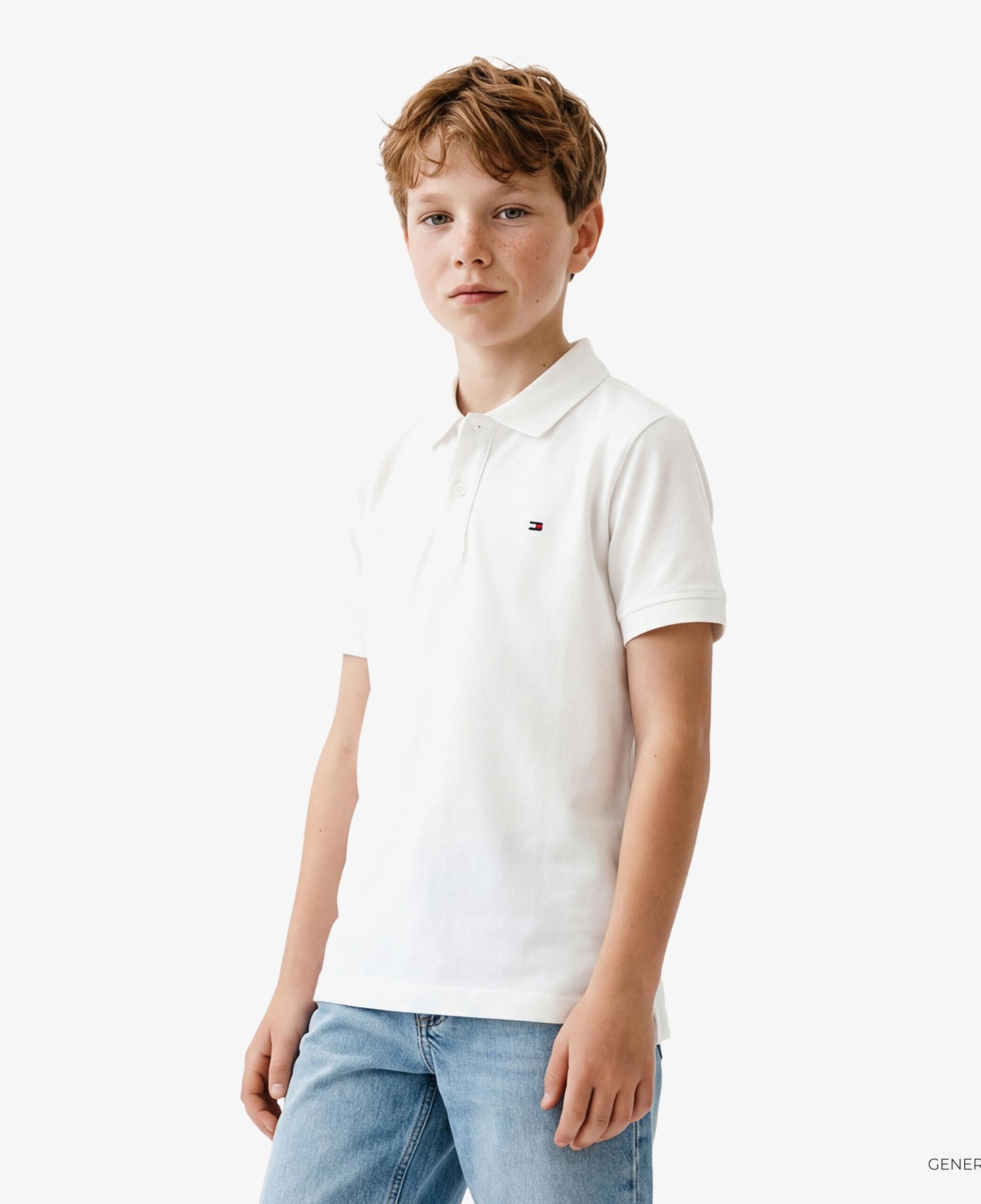 Tommy Hilfiger Essentials Çocuk Beyaz Polo Yaka T-Shirt