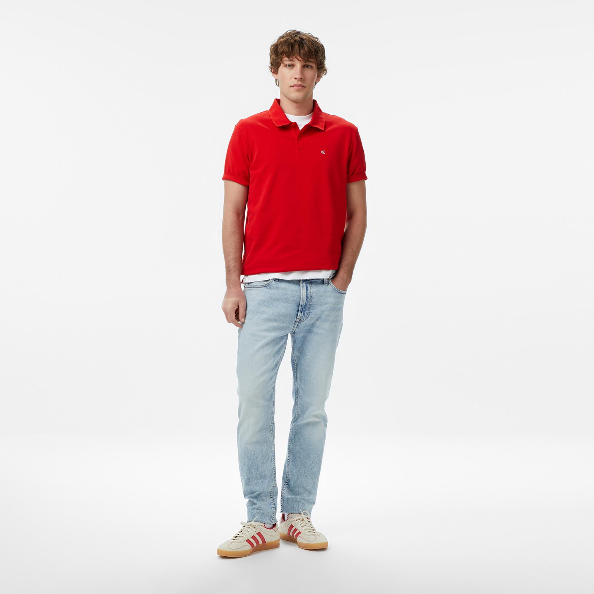 Calvin Klein Monogram Pique  Erkek Kırmızı Polo