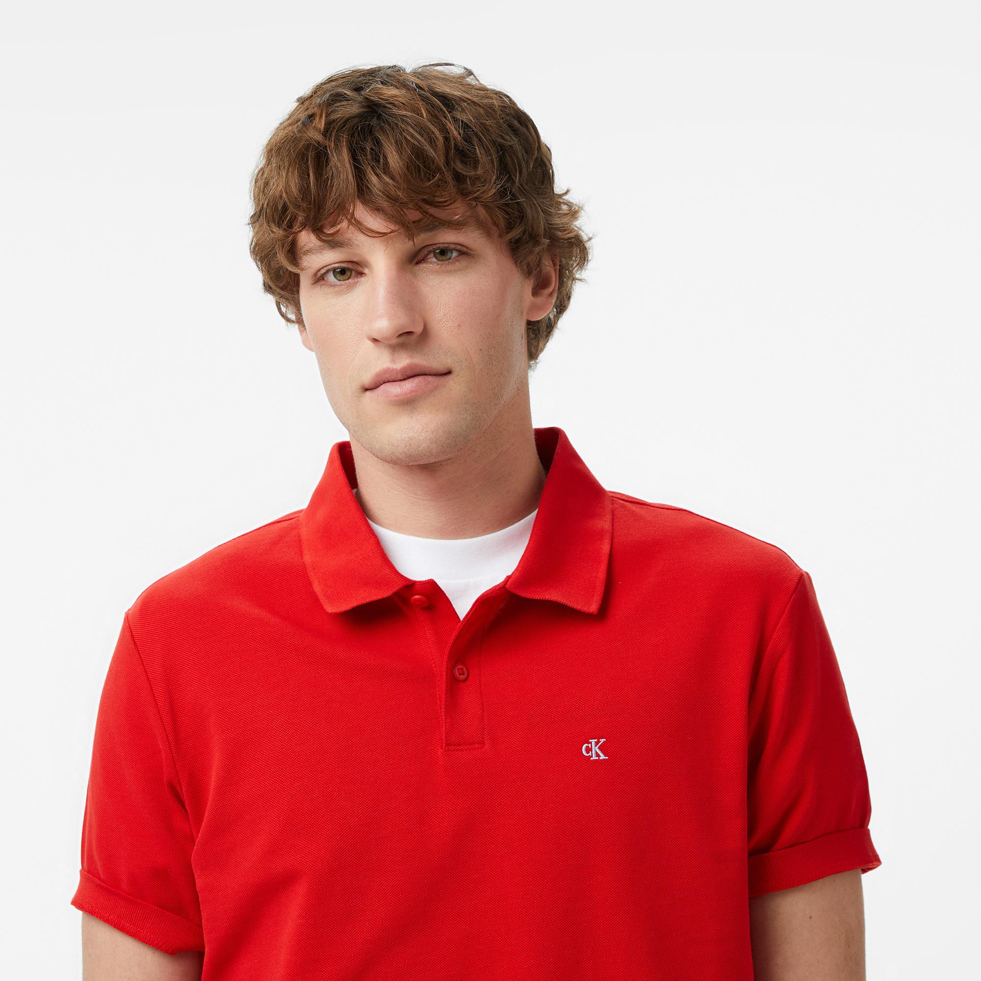 Calvin Klein Monogram Pique  Erkek Kırmızı Polo