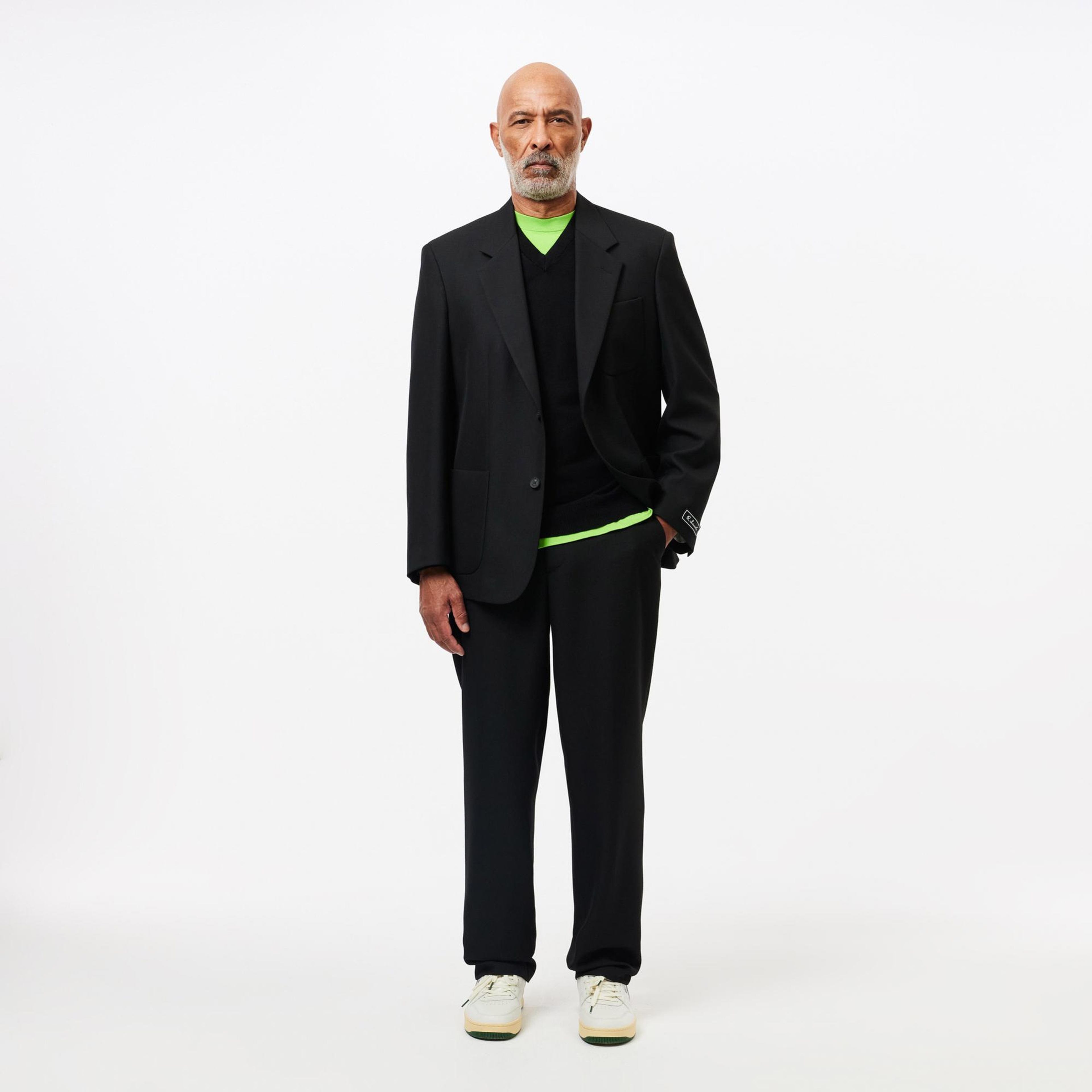 Erkek Regular Fit V Yaka Organik Pamuk Siyah Triko