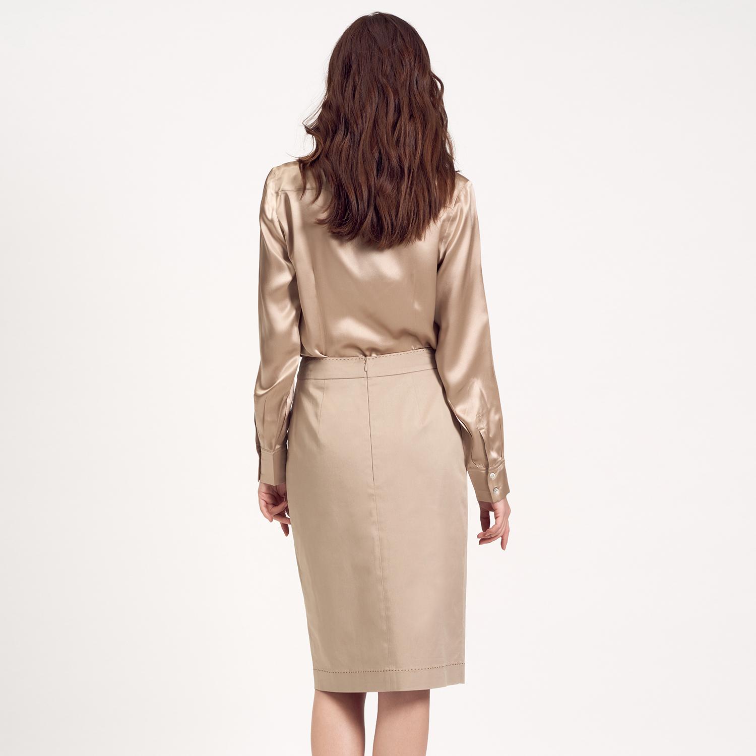 Bej Yırtmaçlı Kadın Kalem Etek