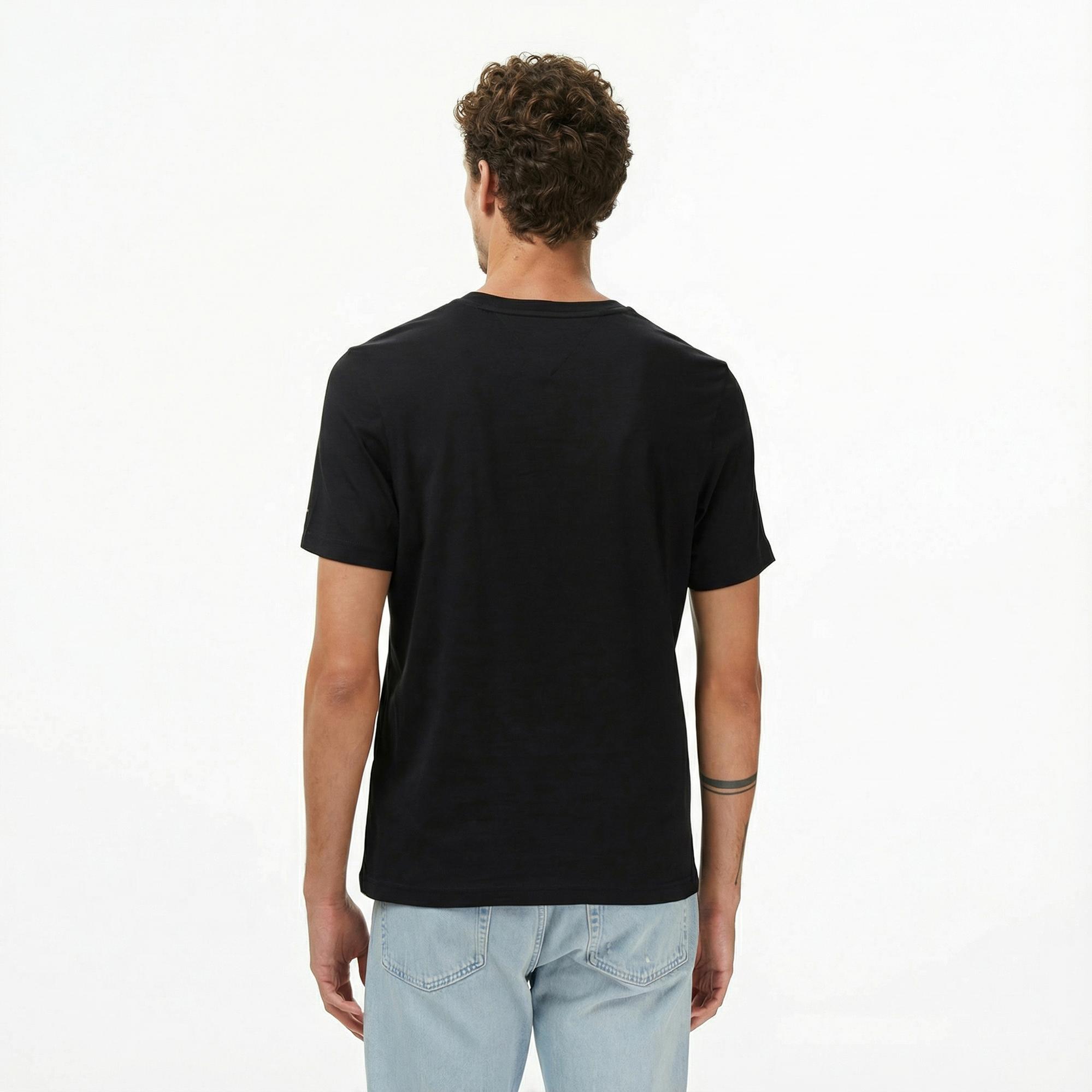 Tommy Hilfiger Flock Varsity Erkek Siyah T-Shirt