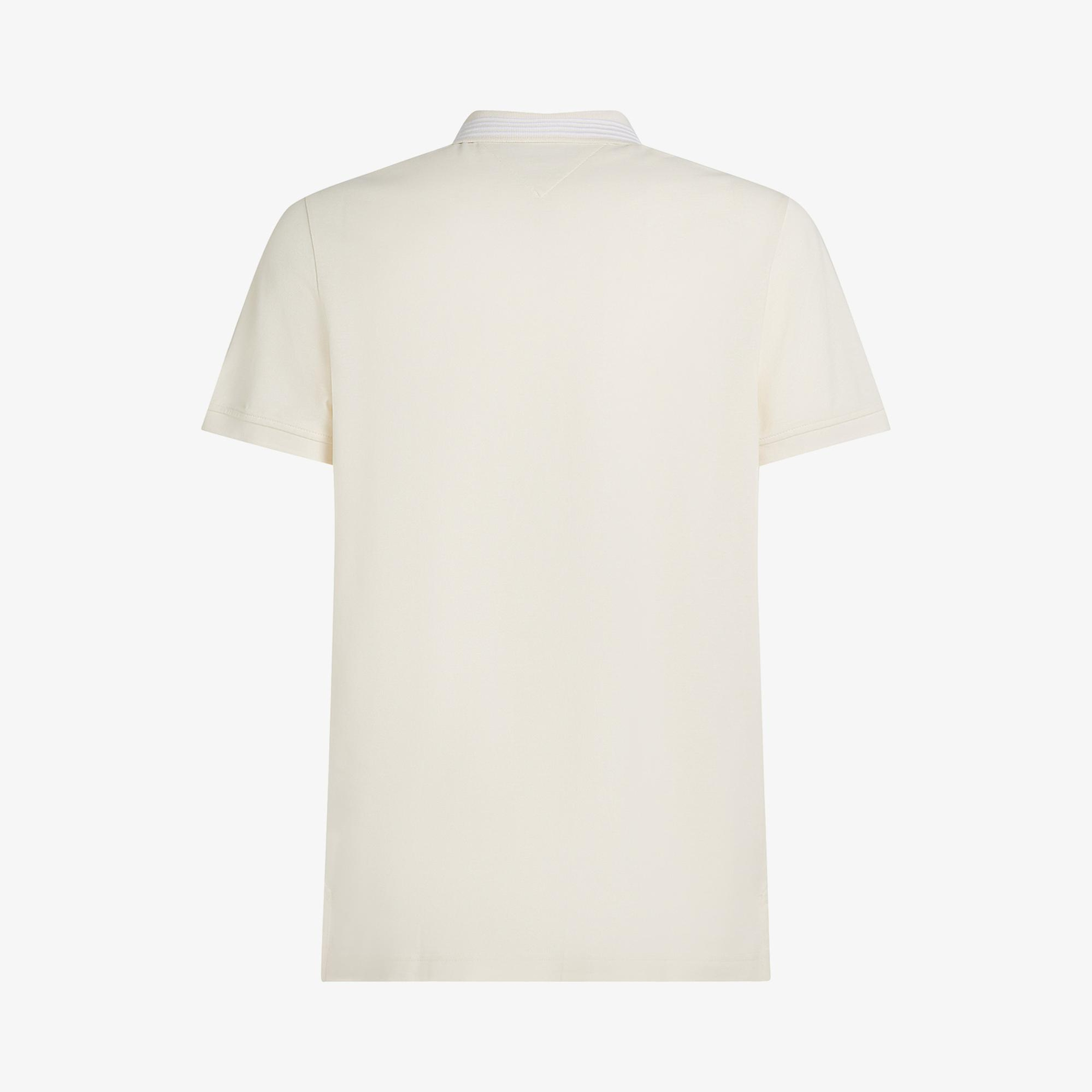 Tommy Hilfiger Mercerised Pique Erkek Krem Polo Yaka T-Shirt