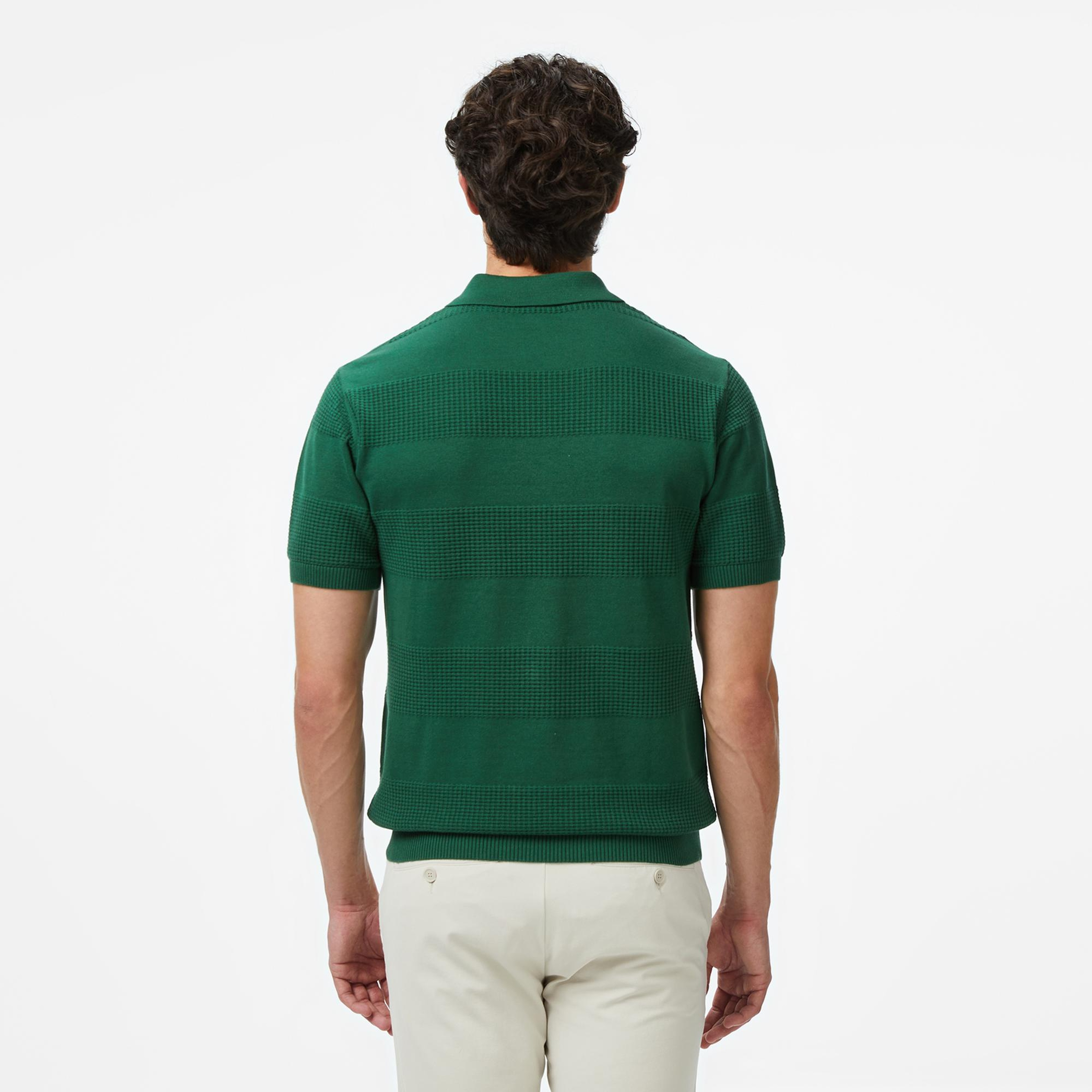 Lacoste Erkek Classic Fit Kısa Kollu Polo Yaka Desenli Yeşil Triko