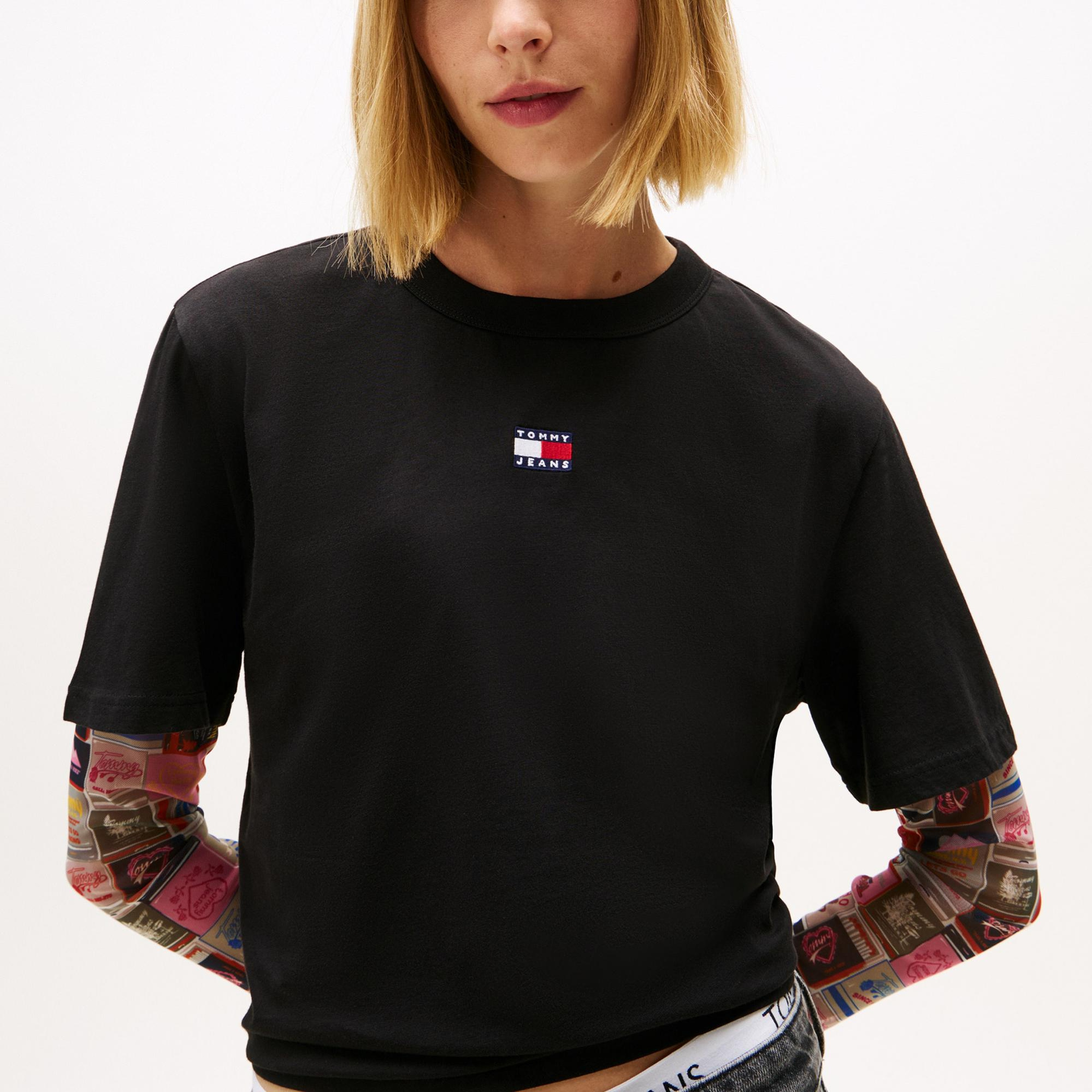 Tommy Hilfiger Badge Kadın Siyah T-Shirt