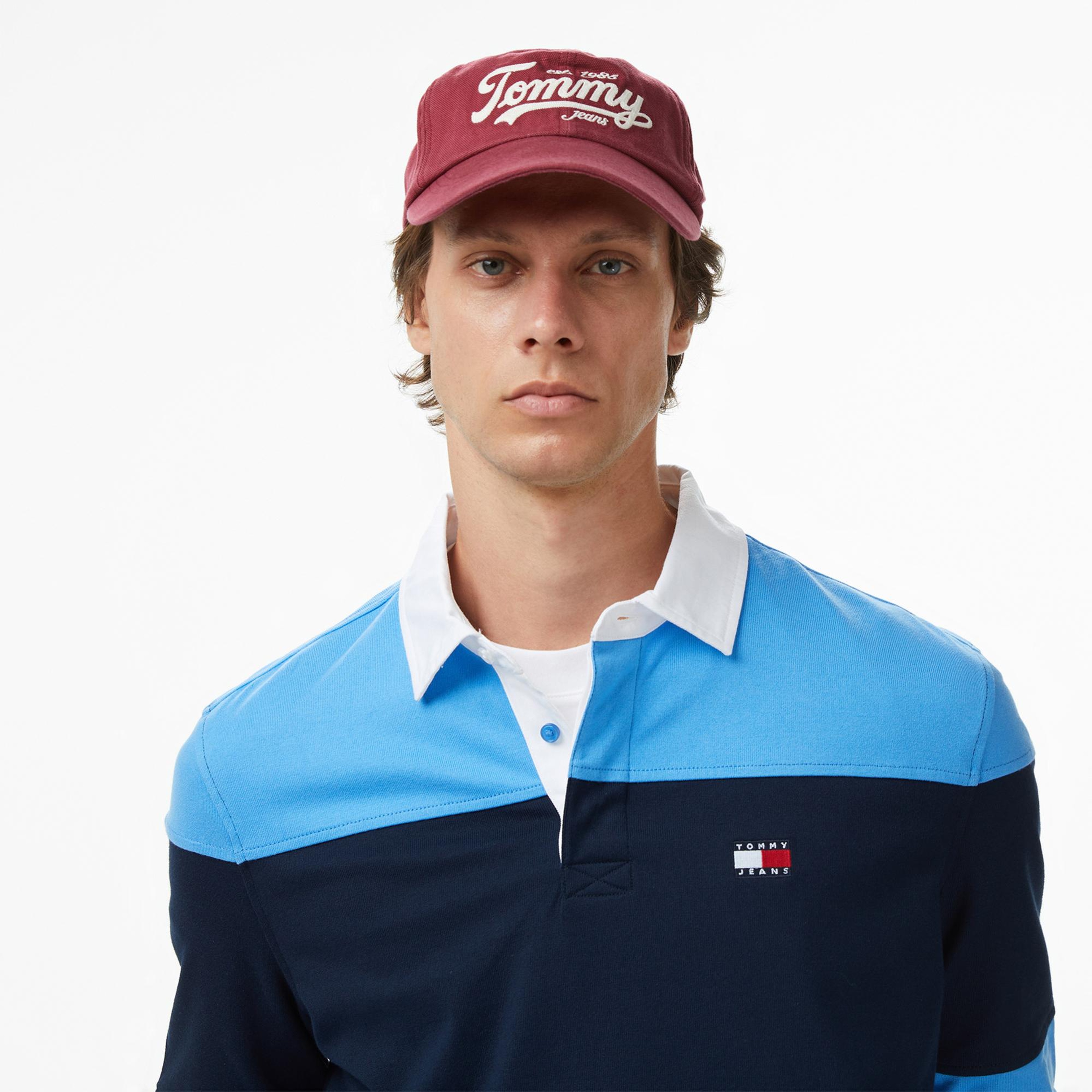 Tommy Jeans Relax Fit Colorblock Erkek Mavi Polo Yaka T-Shirt
