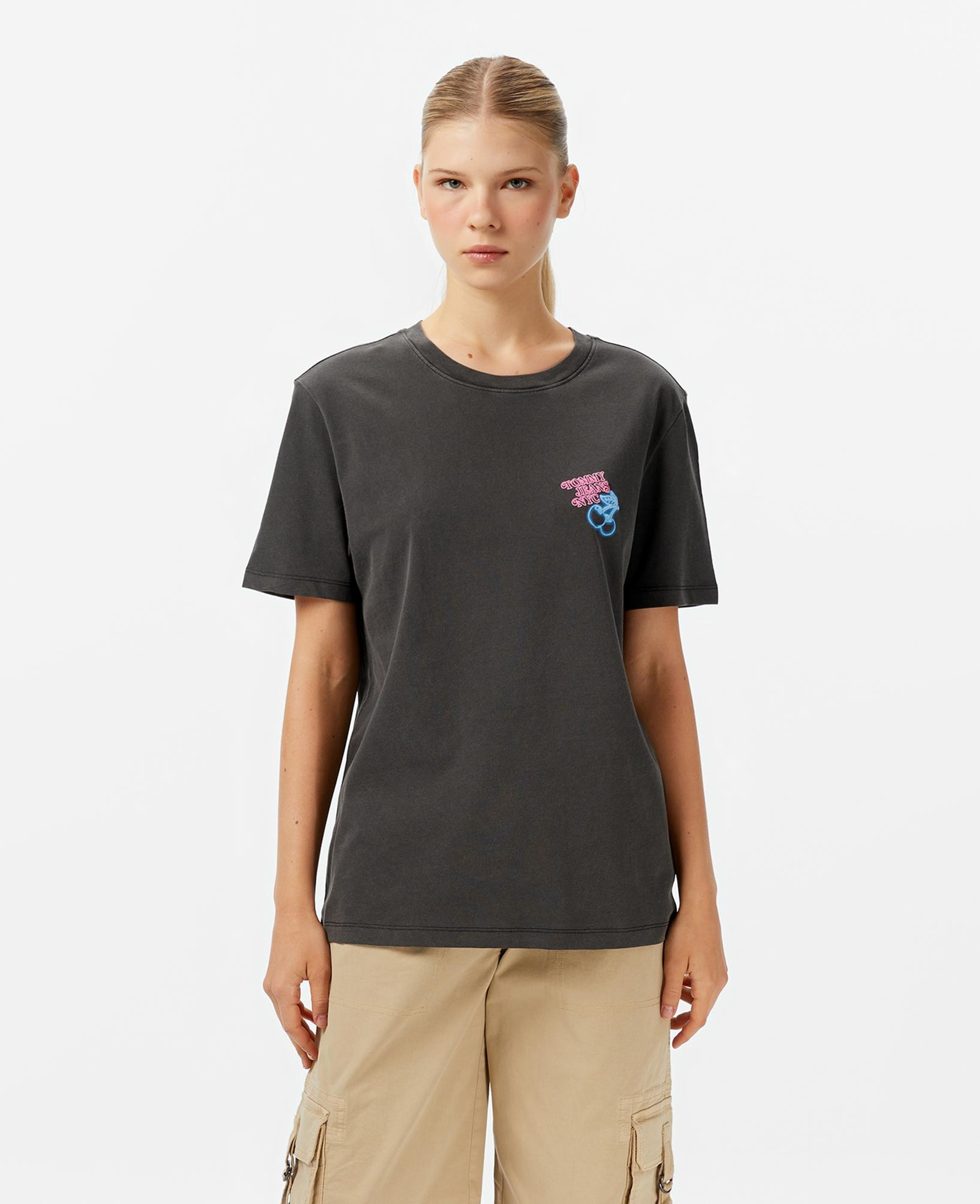 Tommy Jeans Relax Neon Kadın Gri T-Shirt