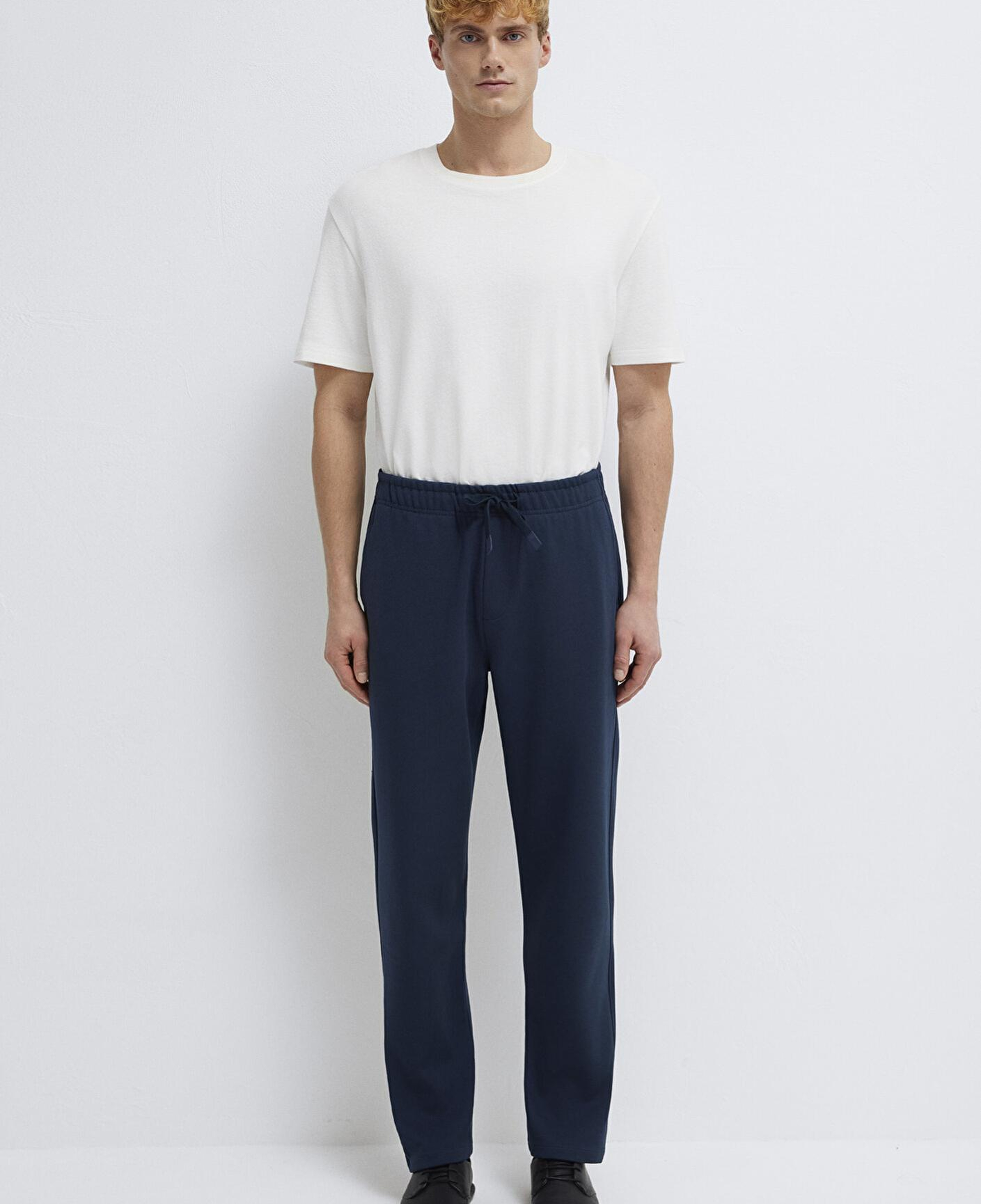 Mavi Lacivert Örme İnterlok Pantolon 0010521-70490