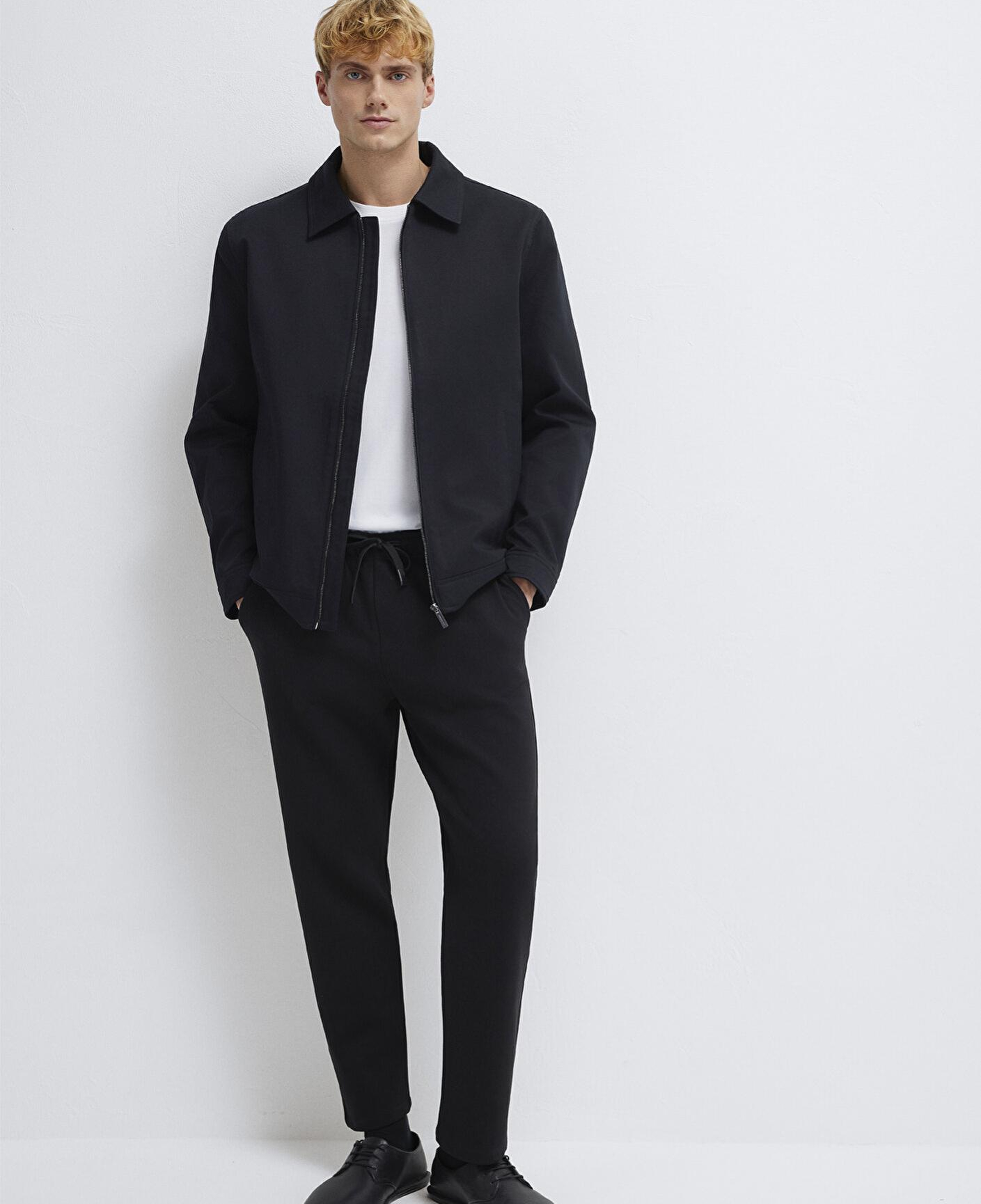 Mavi Siyah Örme İnterlok Pantolon 0010521-900