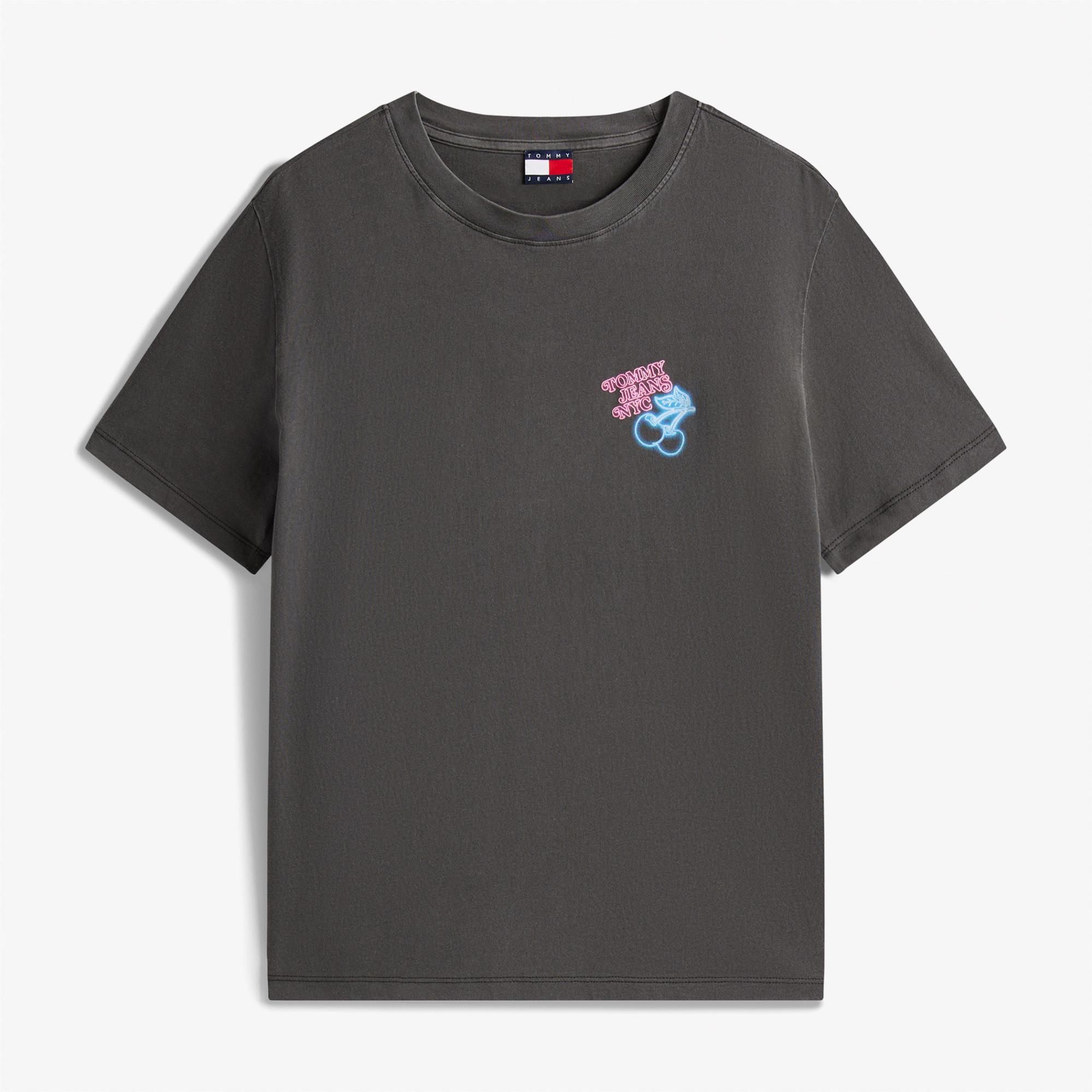 Tommy Jeans Relax Neon Kadın Gri T-Shirt