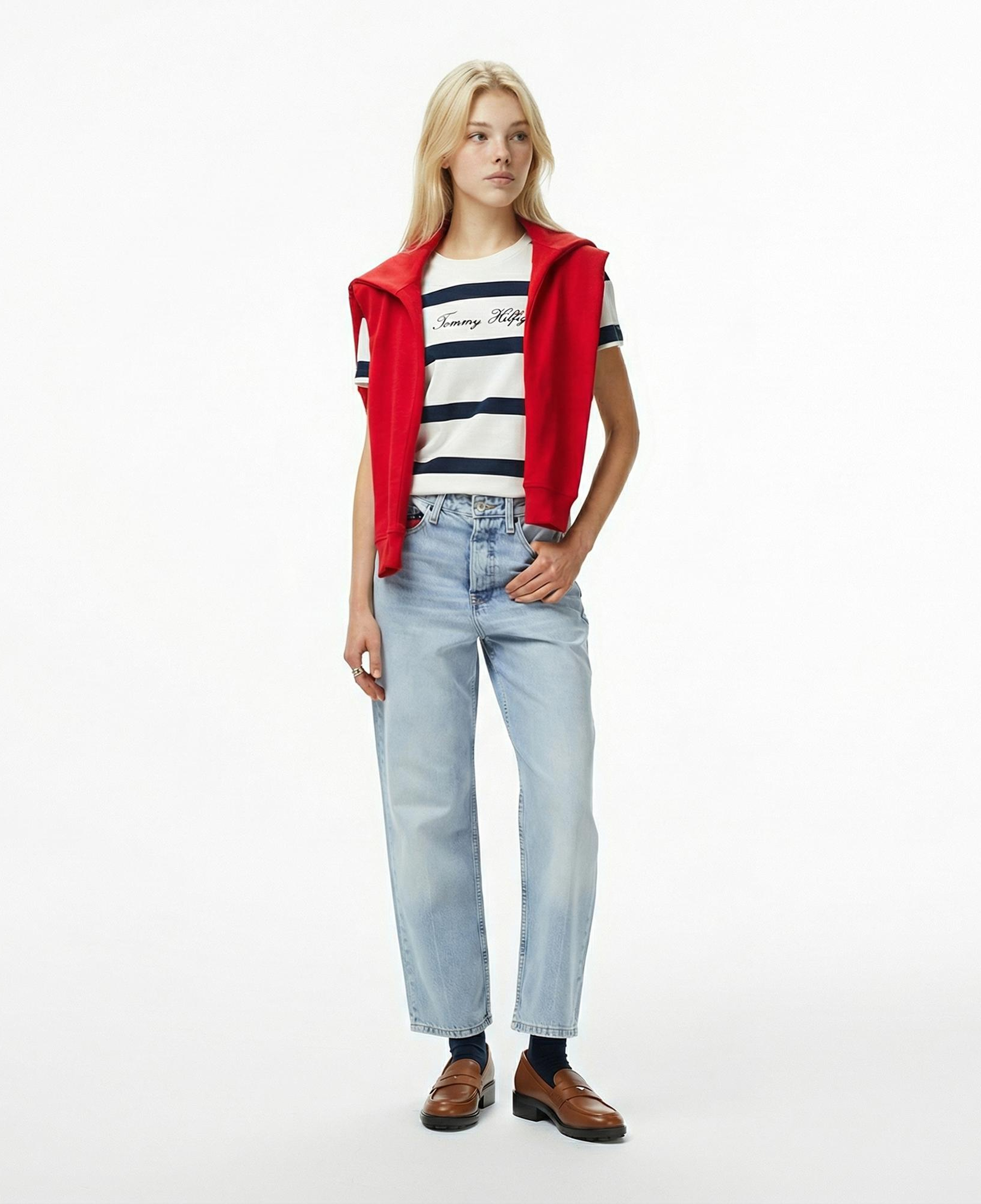 Tommy Hilfiger Script Regular Kadın Mavi T-Shirt