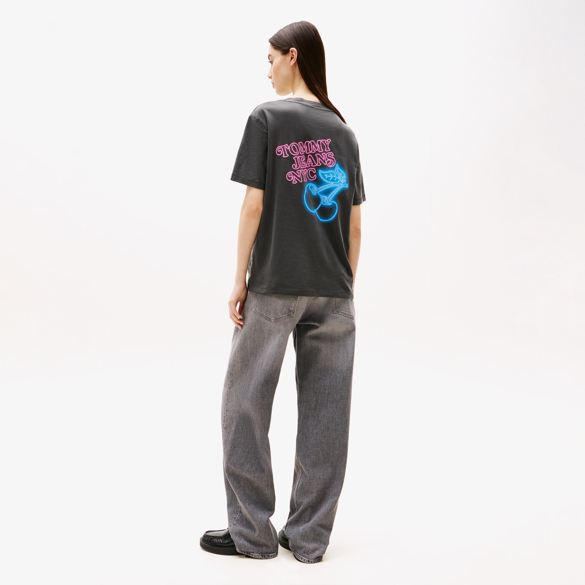 Tommy Jeans Relax Neon Kadın Gri T-Shirt