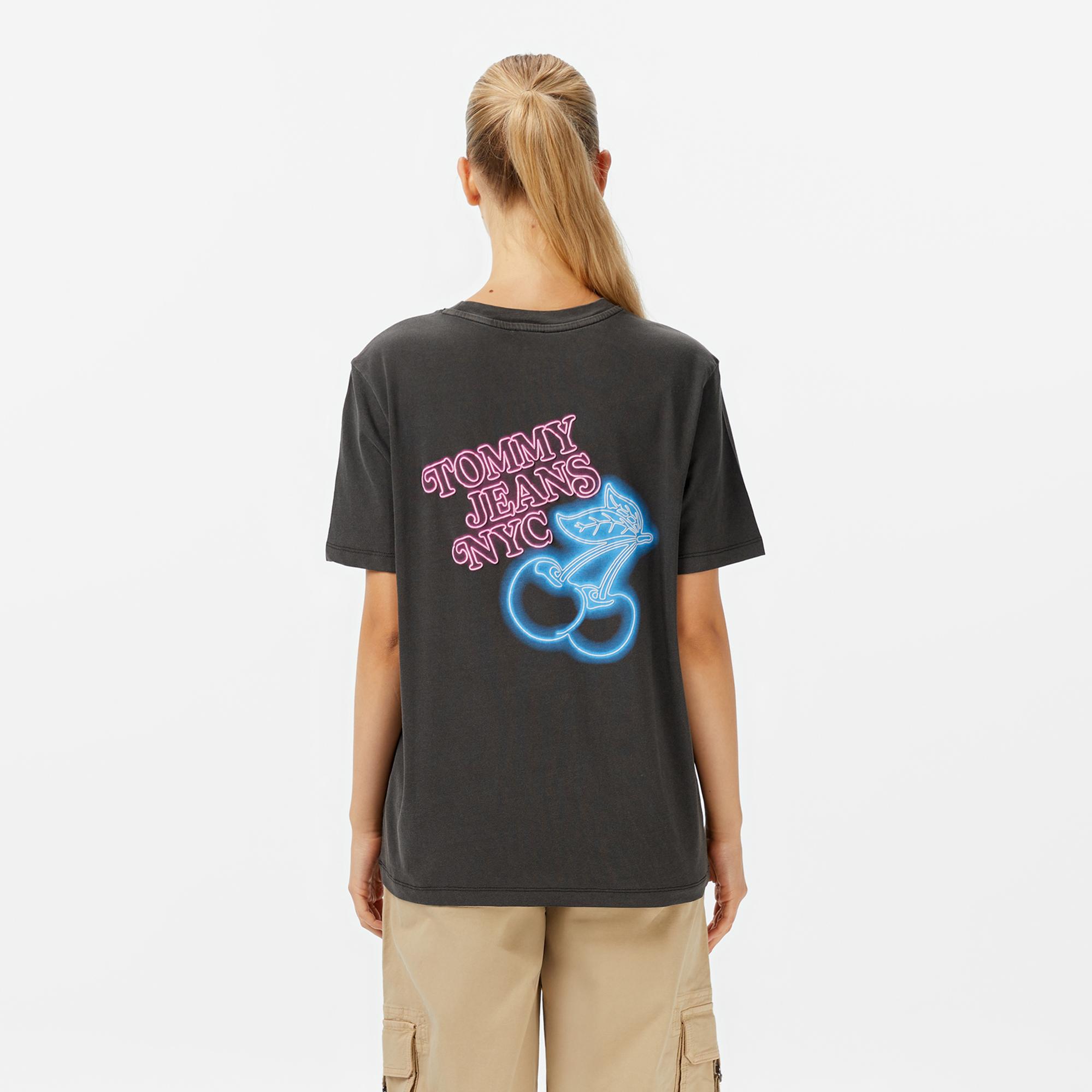 Tommy Jeans Relax Neon Kadın Gri T-Shirt