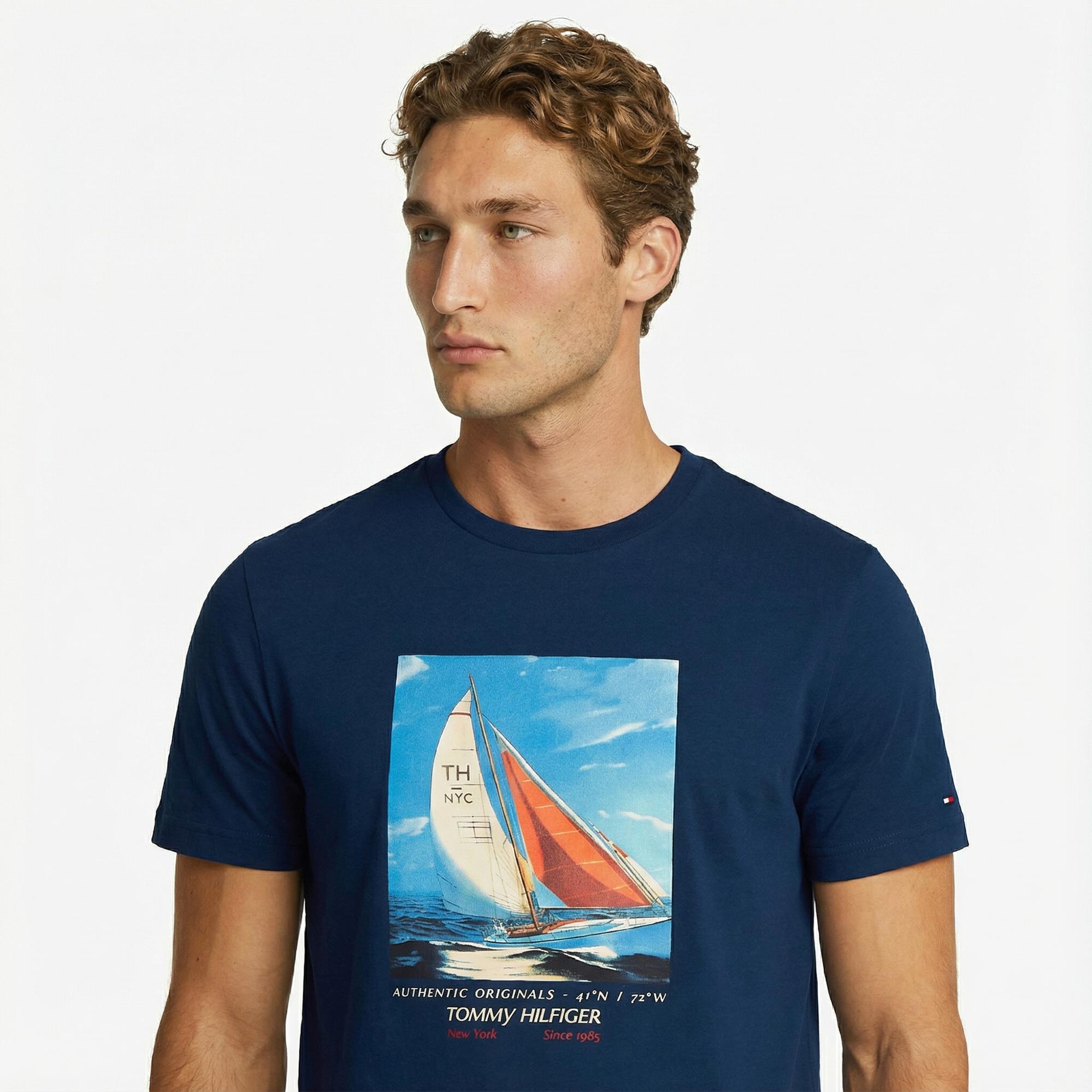 Tommy Hilfiger Color Photo Print Erkek Lacivert T-Shirt
