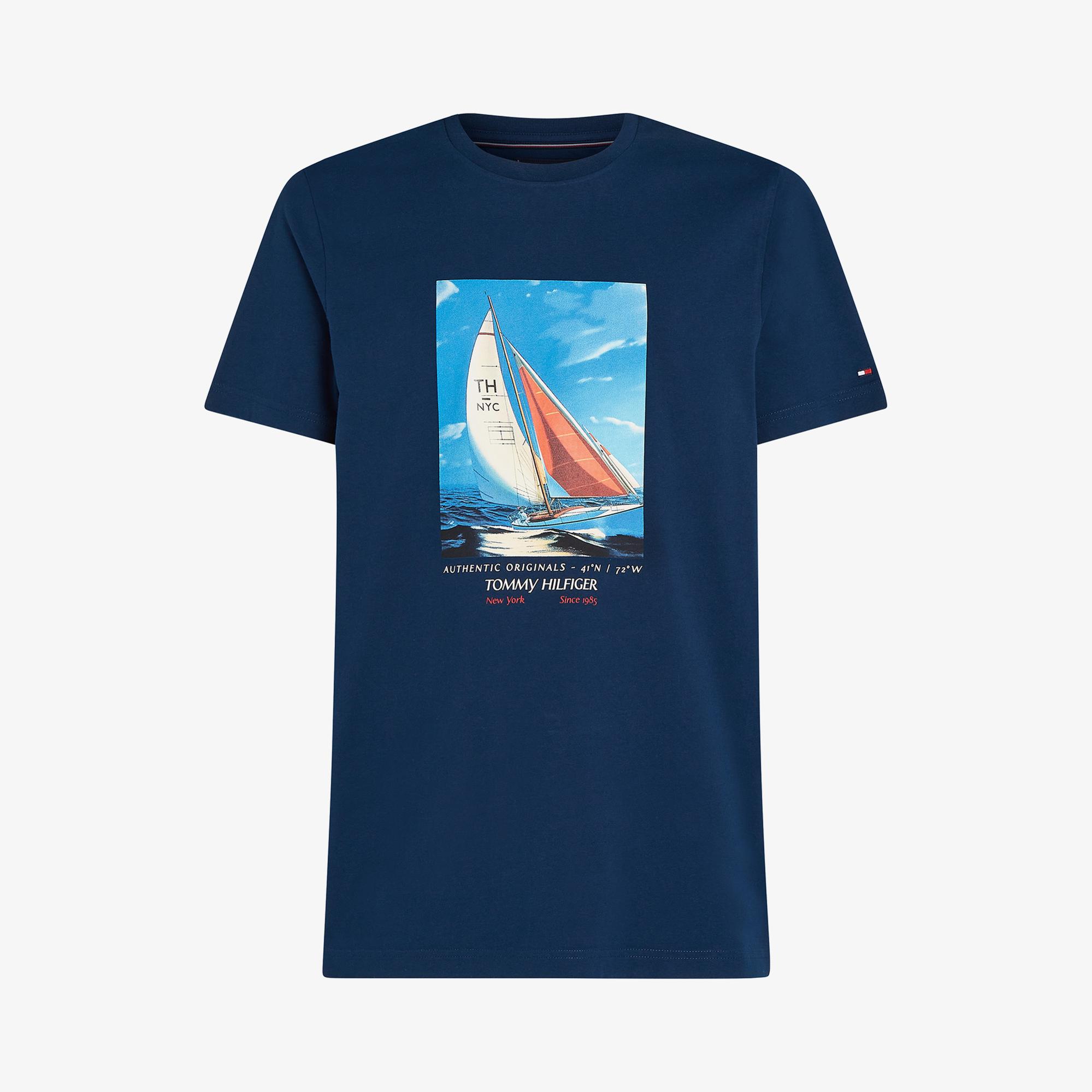 Tommy Hilfiger Color Photo Print Erkek Lacivert T-Shirt