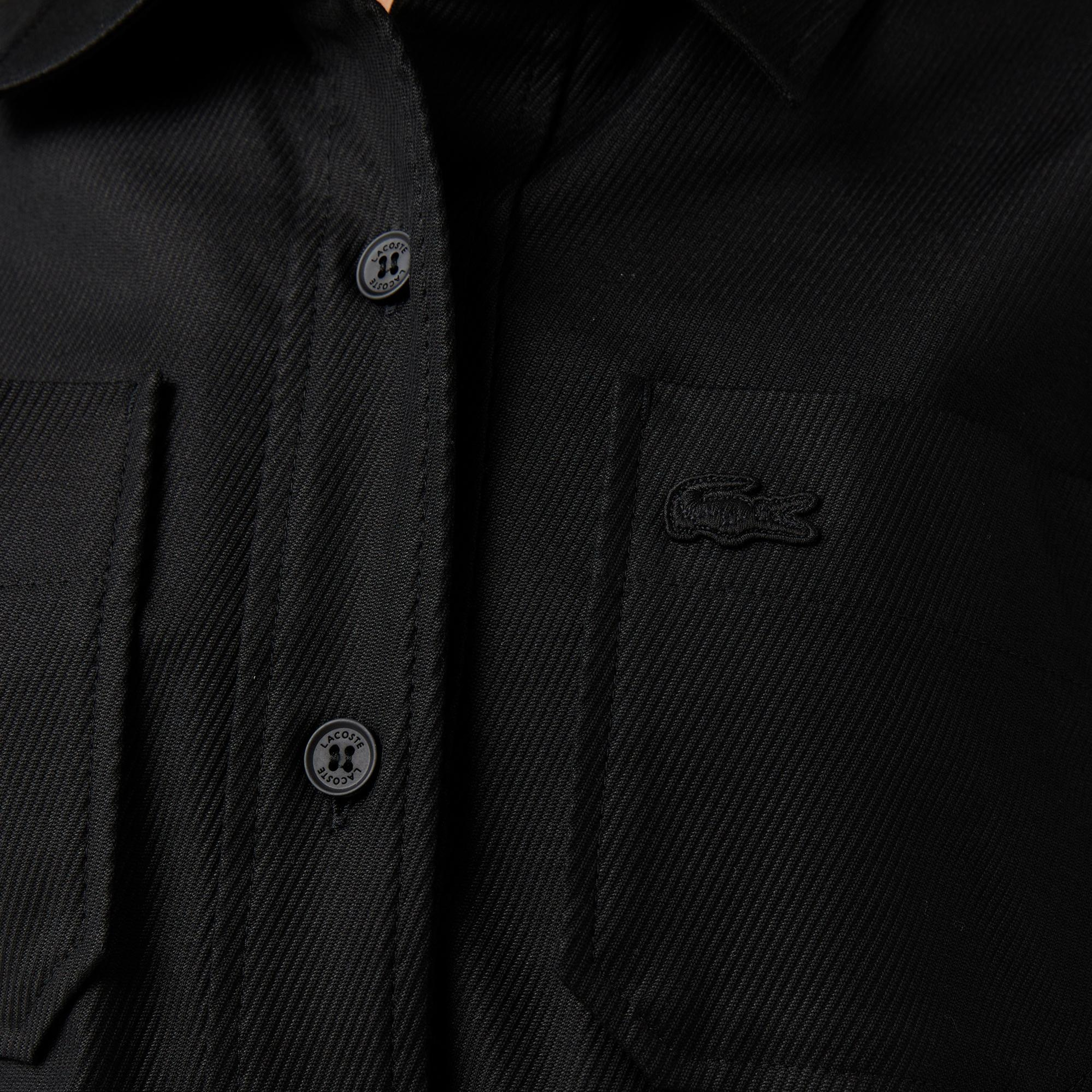 Lacoste Kadın Classic Fit Kısa Kollu Siyah Elbise