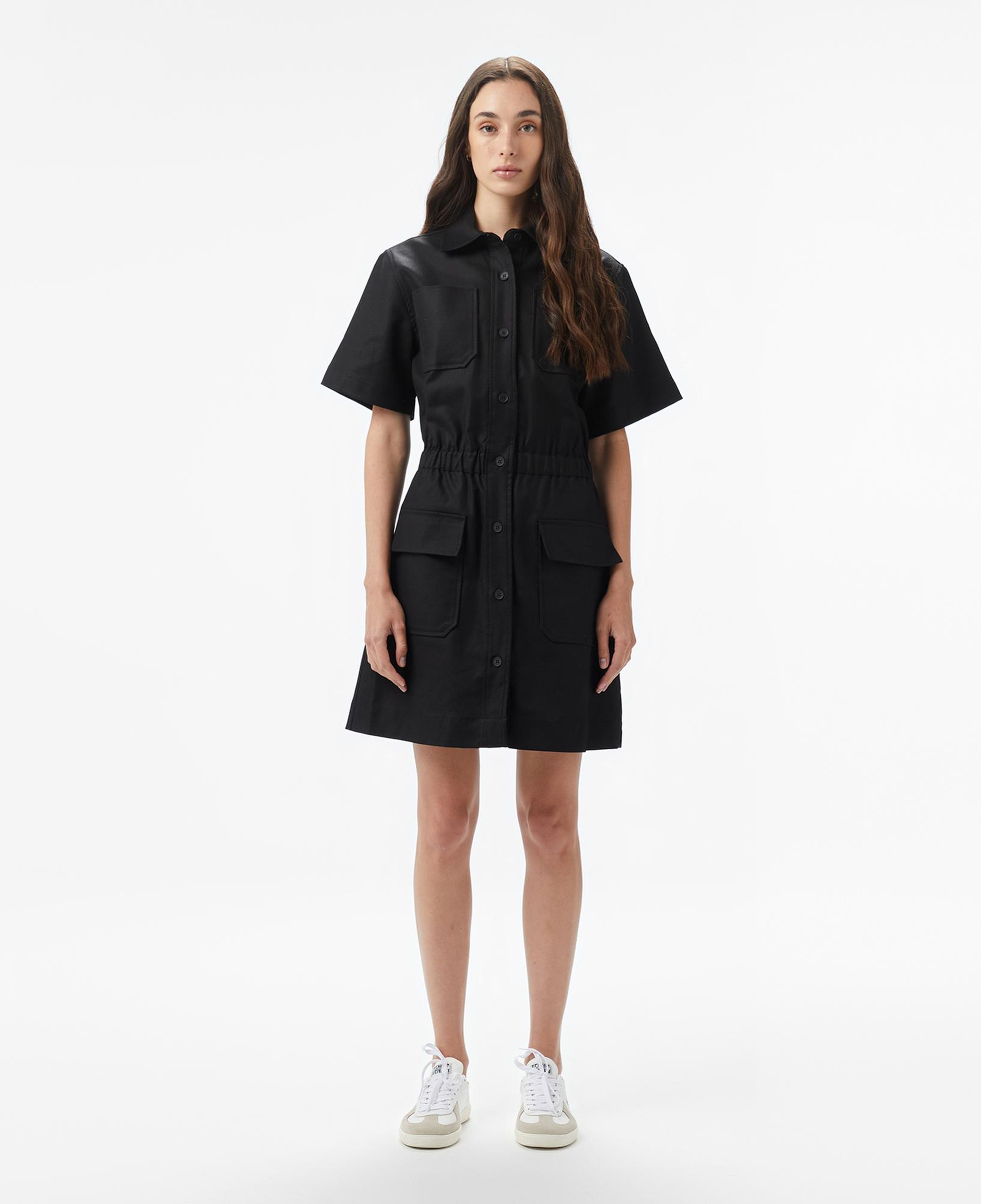 Lacoste Kadın Classic Fit Kısa Kollu Siyah Elbise