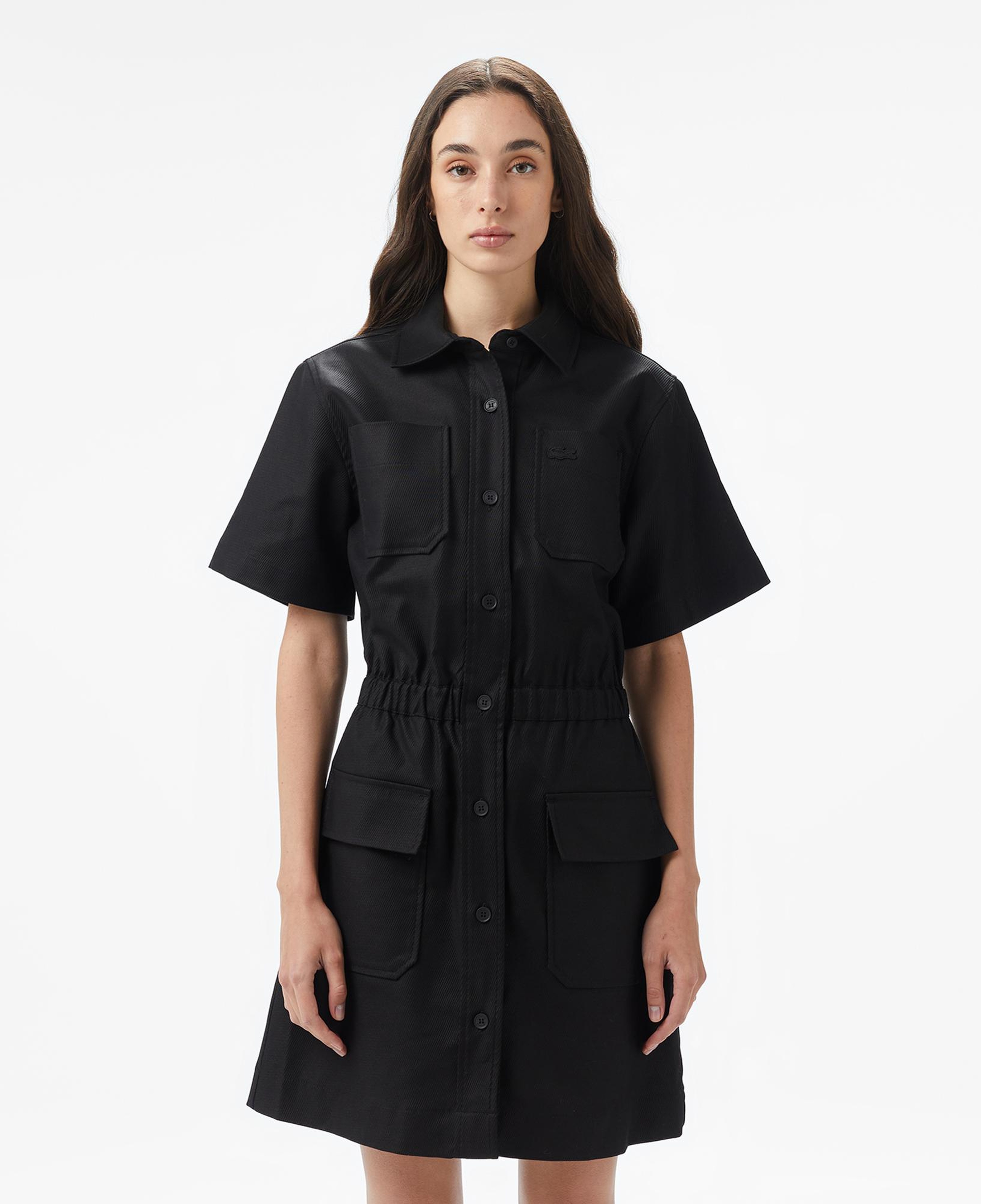 Lacoste Kadın Classic Fit Kısa Kollu Siyah Elbise