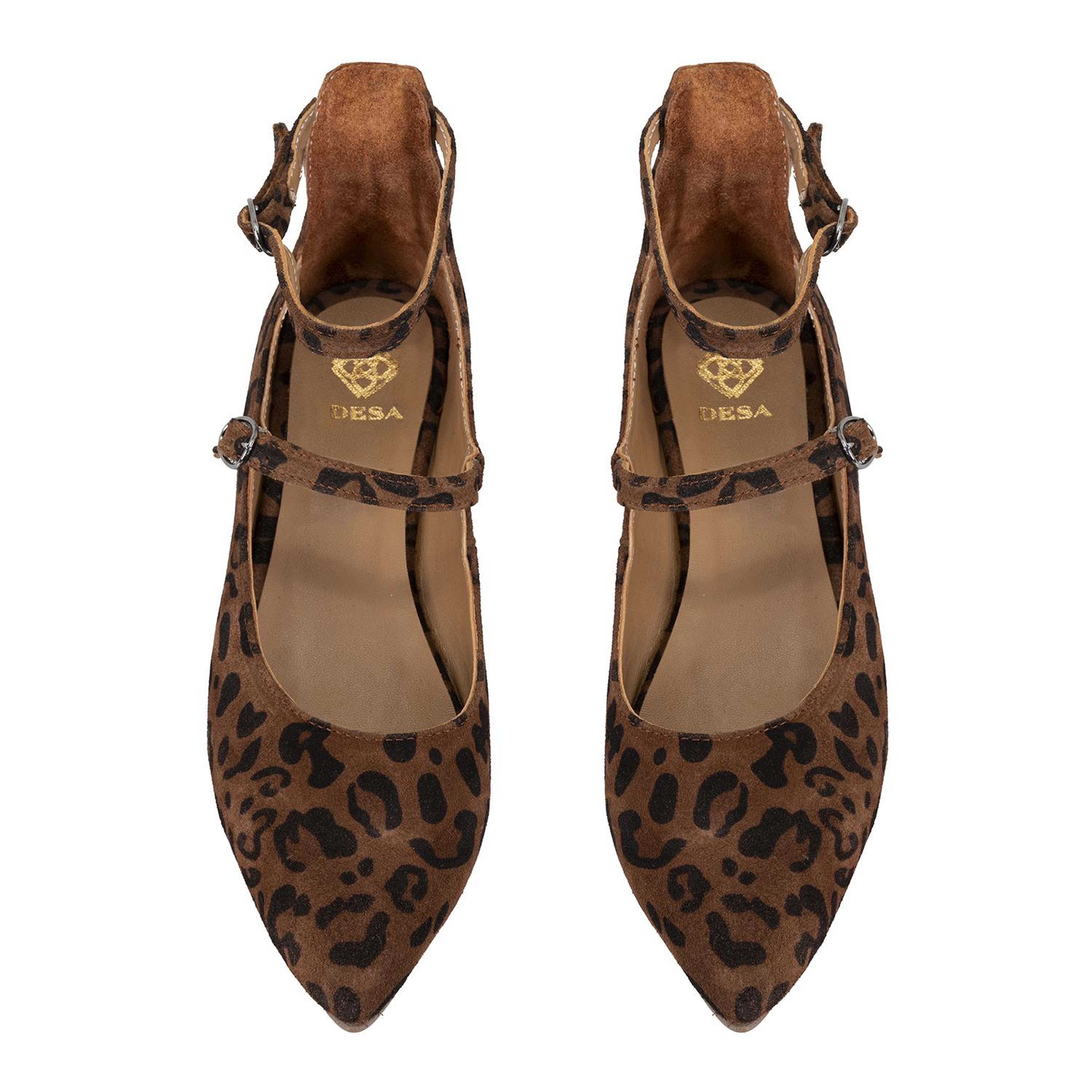 Kadın Leopar Mary Jane Deri Babet