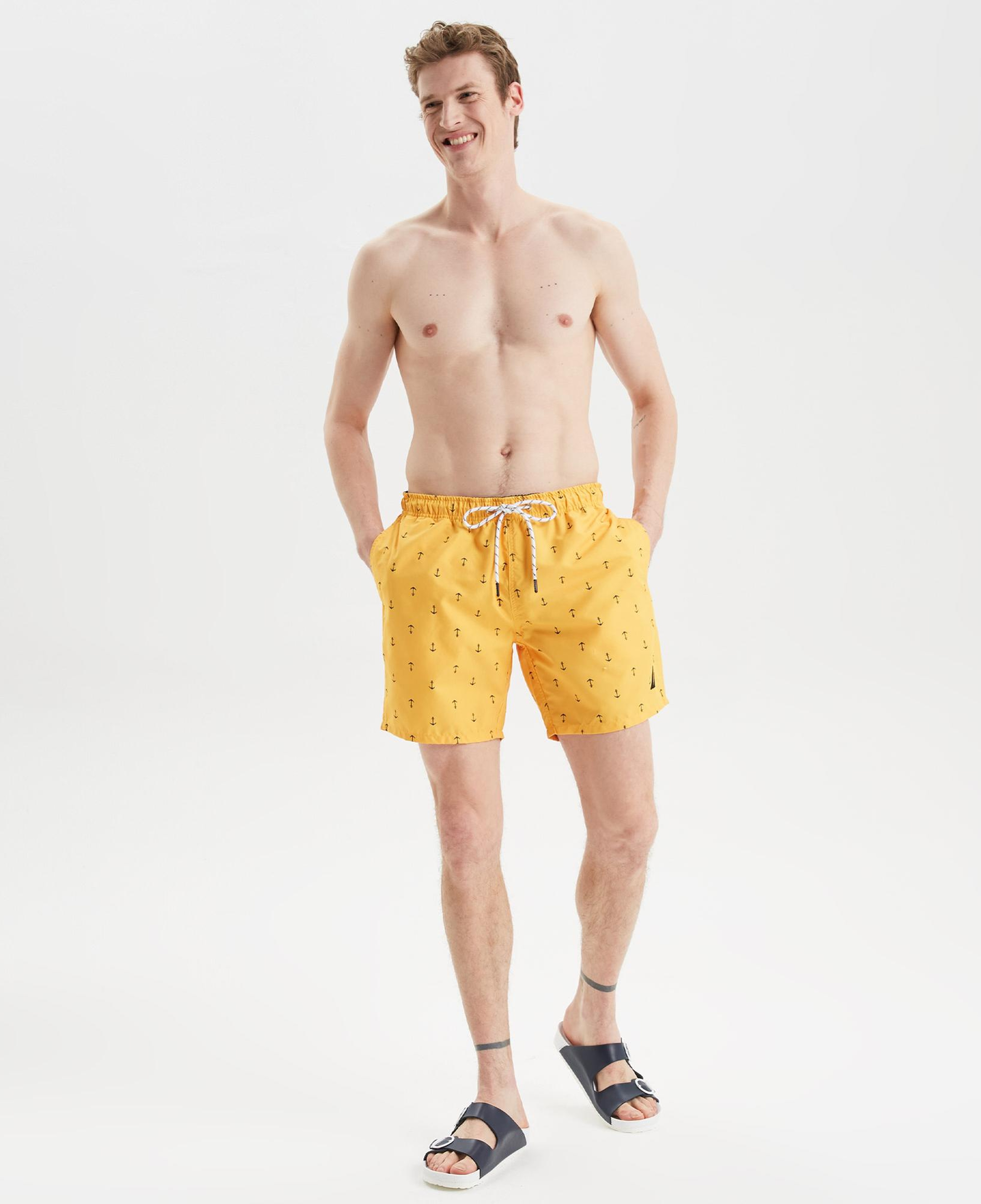 Nautica Erkek Sarı Desenli Deniz Şortu