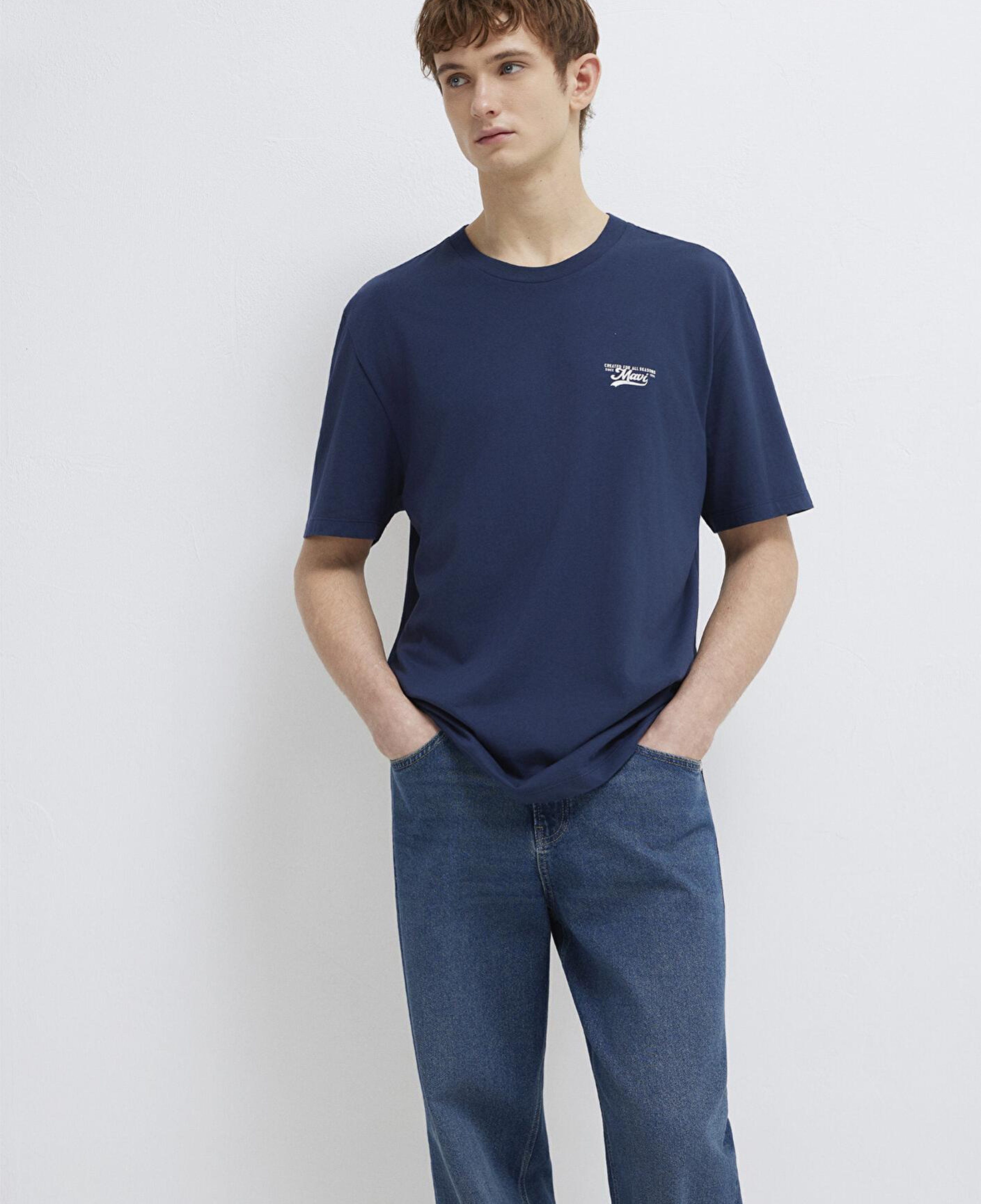 Mavi Mavi Baskılı Lacivert Tişört Loose Fit / Bol Rahat Kesim 0612840-70497