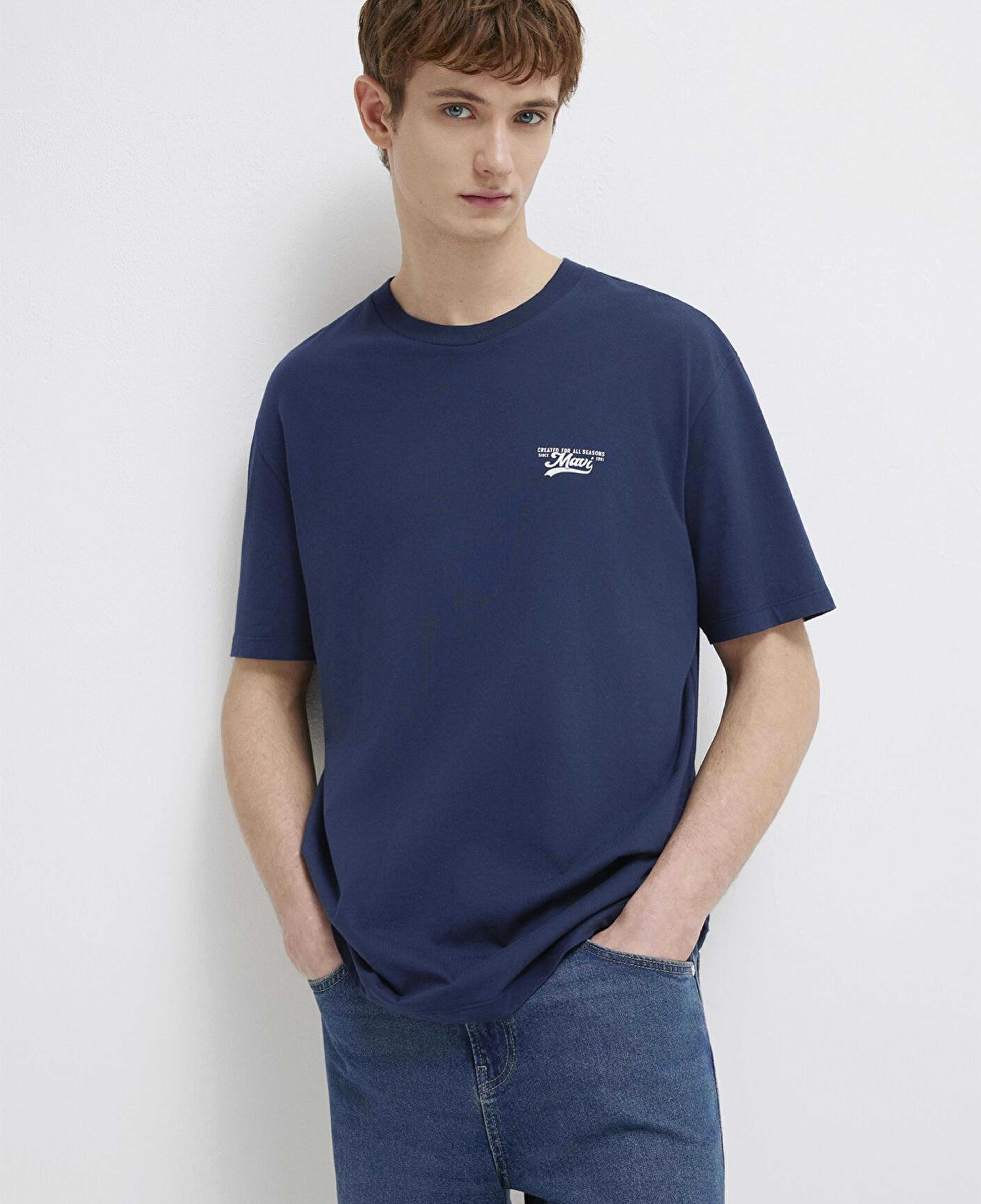 Mavi Mavi Baskılı Lacivert Tişört Loose Fit / Bol Rahat Kesim 0612840-70497