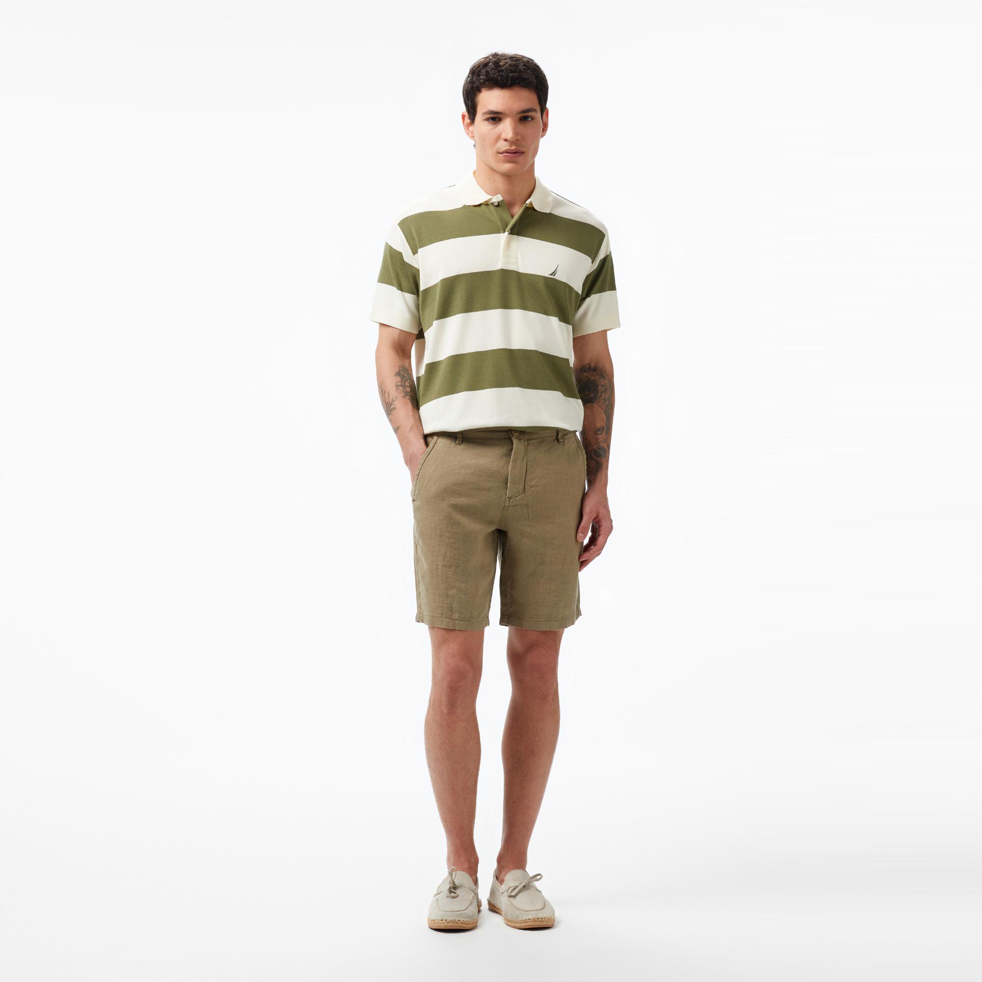 Nautica Erkek Yeşil Slim Fit Keten Şort