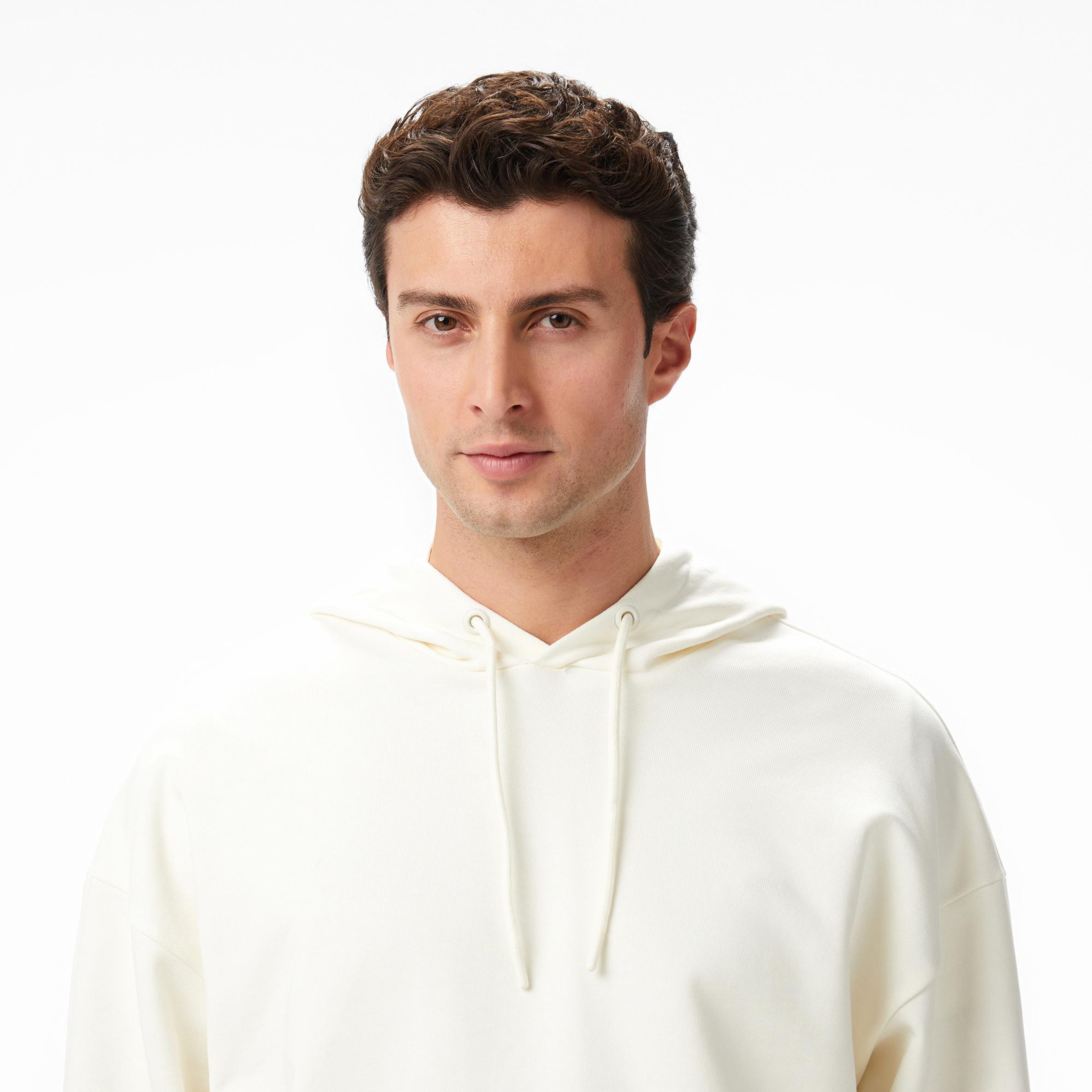 Nautica Erkek Krem Rengi Oversize Kapüşonlu Sweatshirt