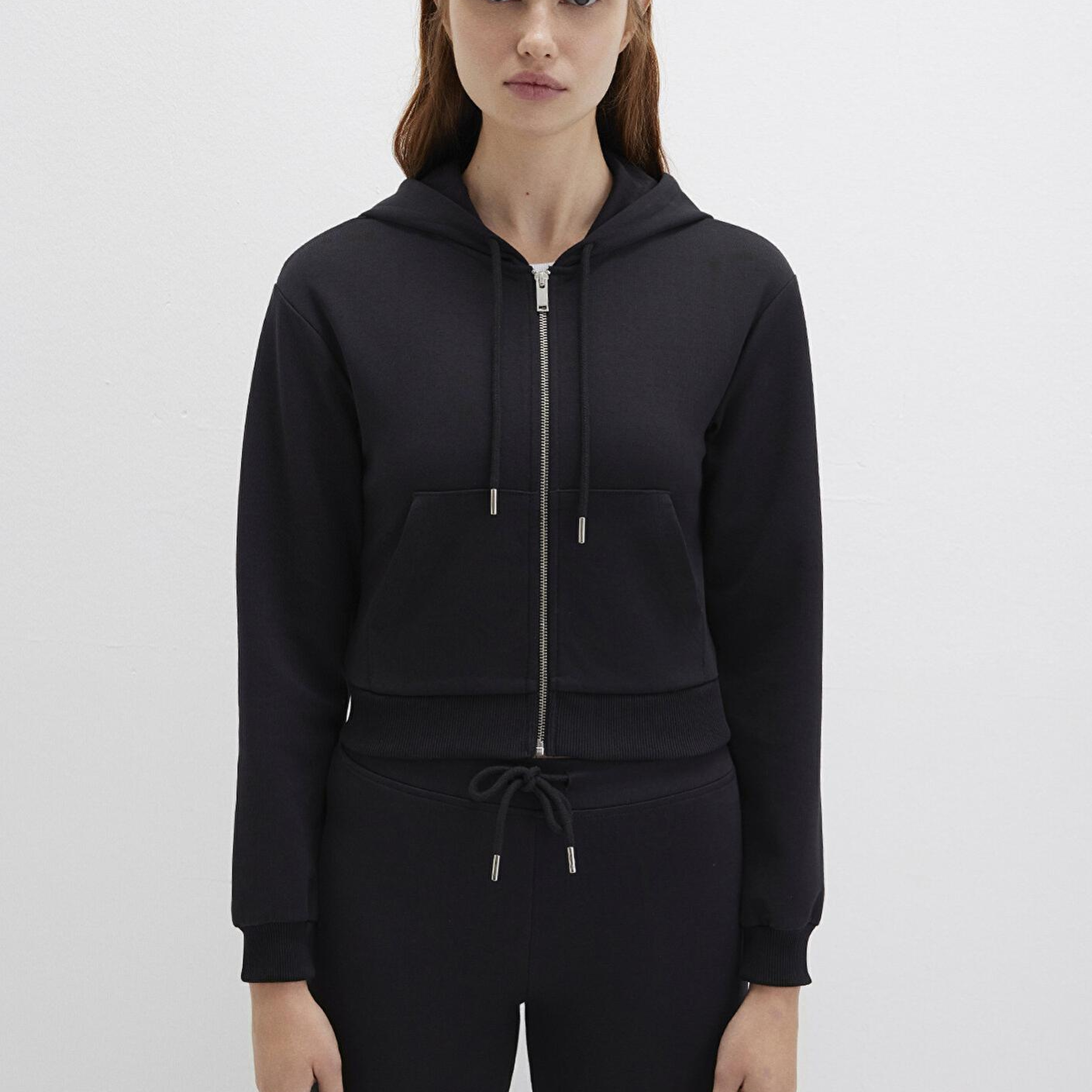 Mavi Kapüşonlu Siyah İnterlok Sweatshirt 1S10424-900