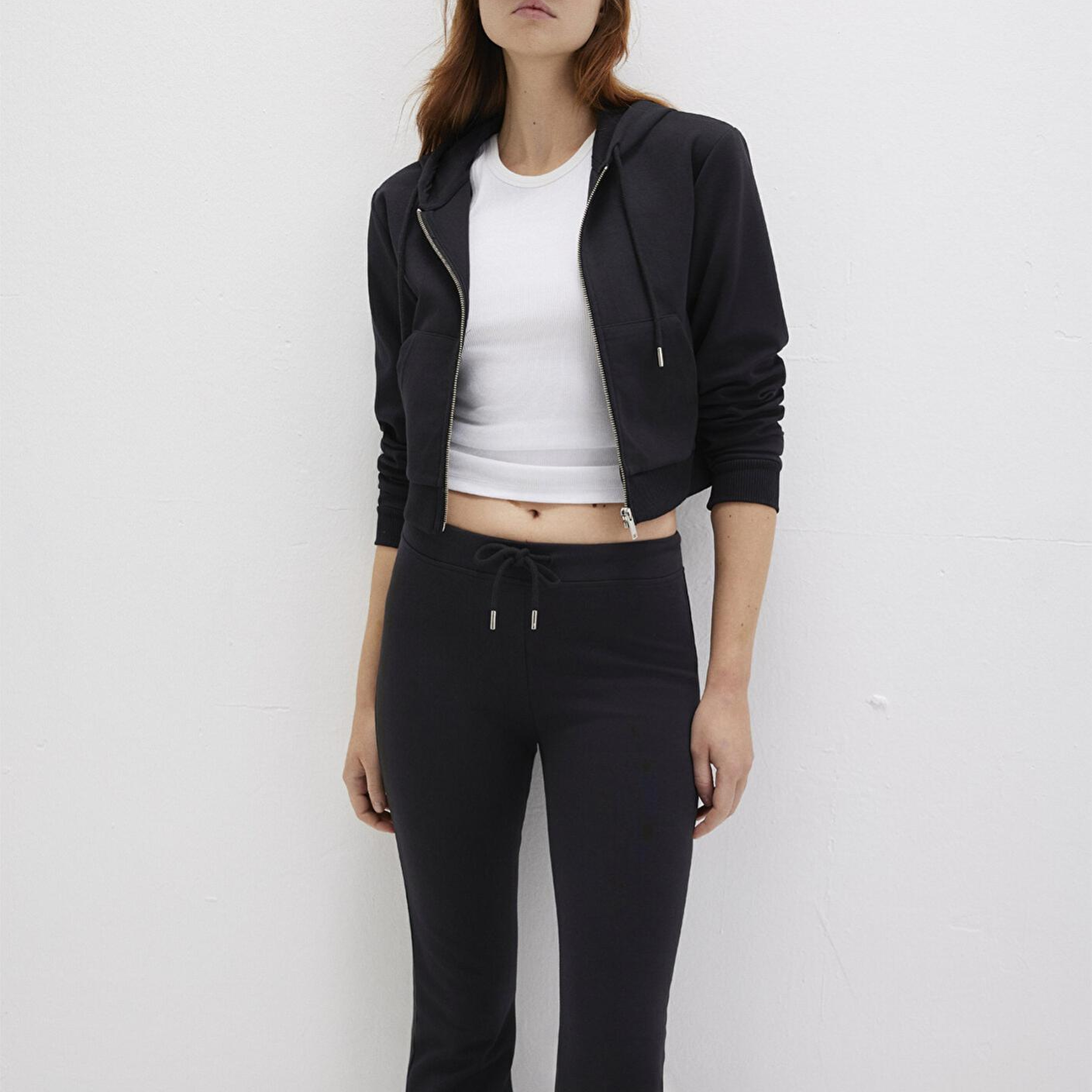 Mavi Kapüşonlu Siyah İnterlok Sweatshirt 1S10424-900