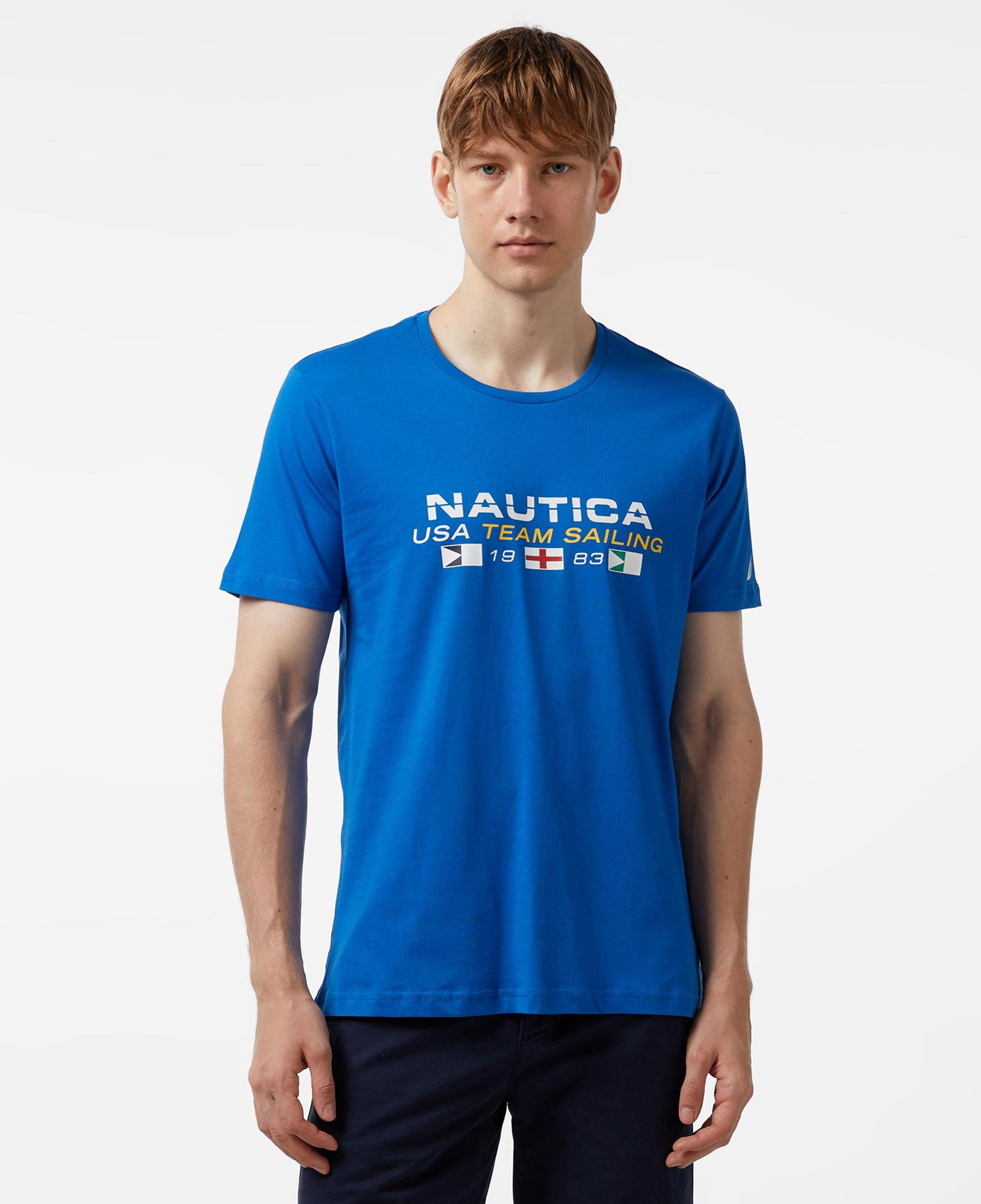 Nautica Erkek Mavi Standart Fit Kısa Kollu Baskılı T-Shirt