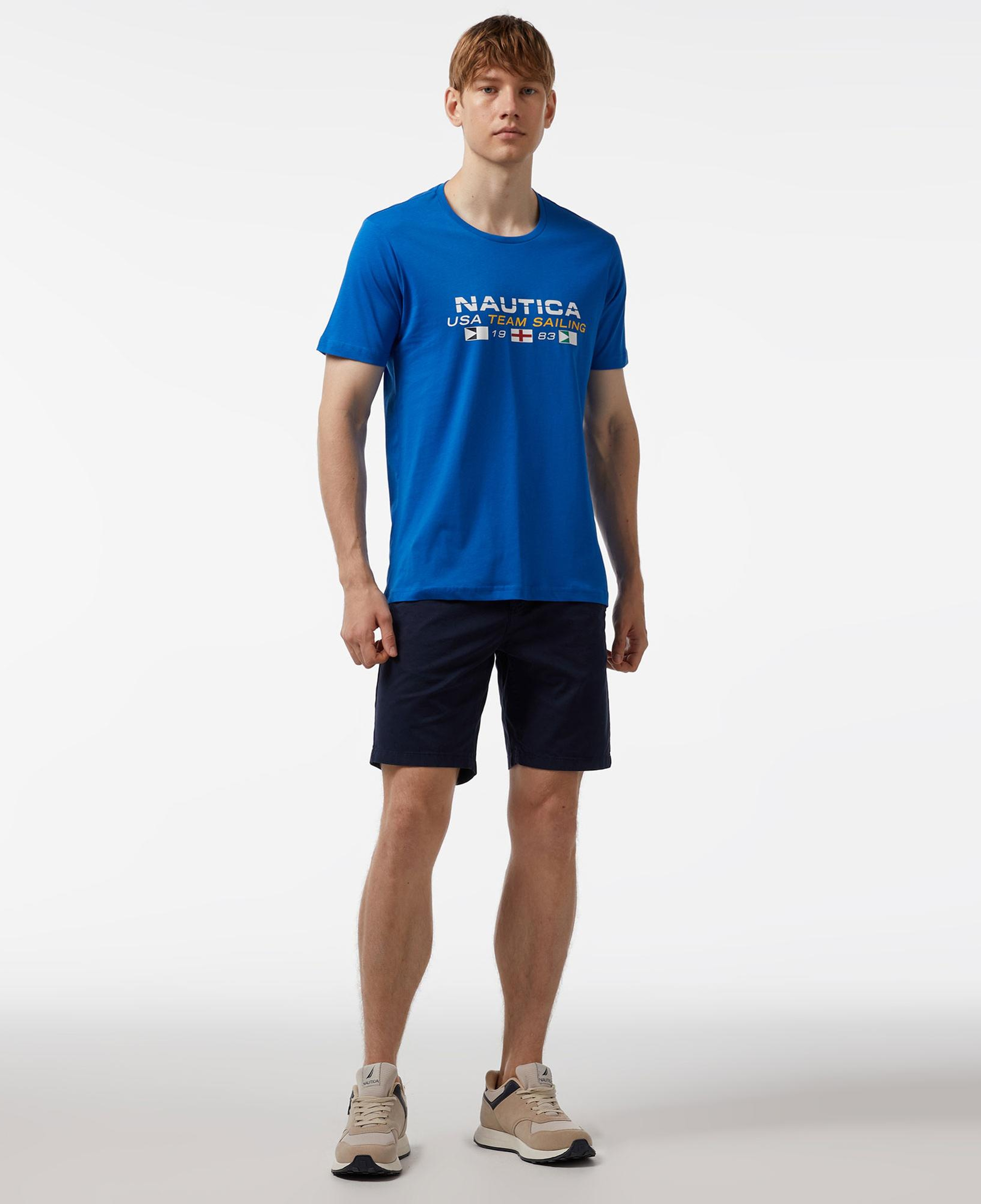 Nautica Erkek Mavi Standart Fit Kısa Kollu Baskılı T-Shirt