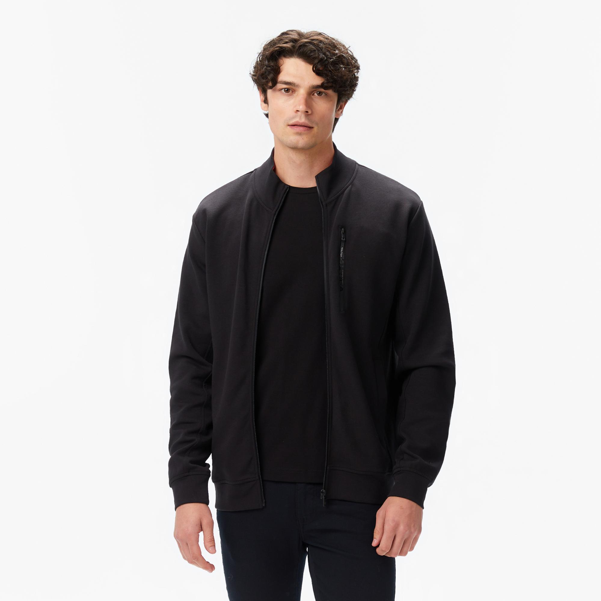 Nautica Erkek Siyah Classic Fit Fermuarlı Sweatshirt