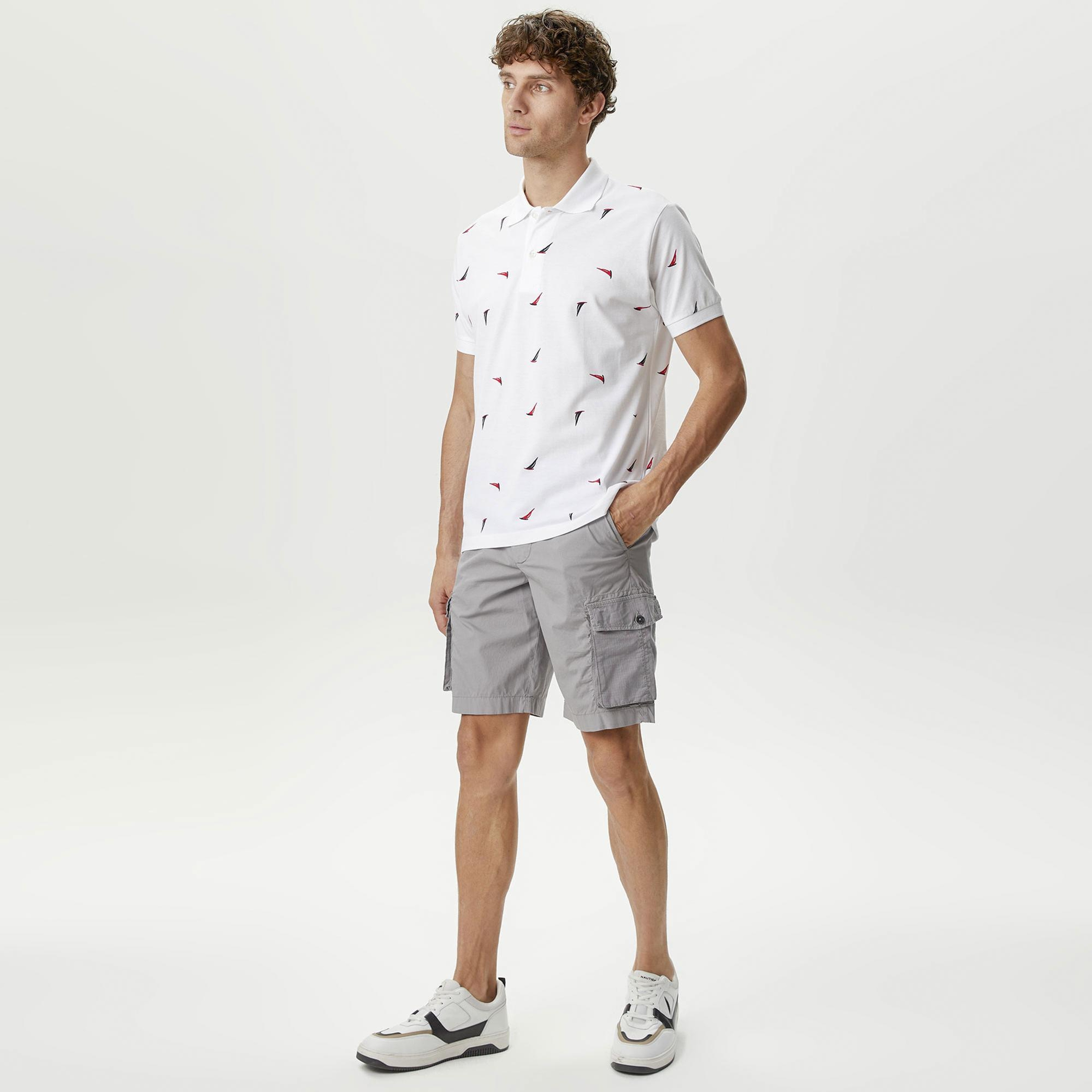 Nautica Erkek Beyaz Classic Fit Kısa Kollu Polo Yaka T-Shirt