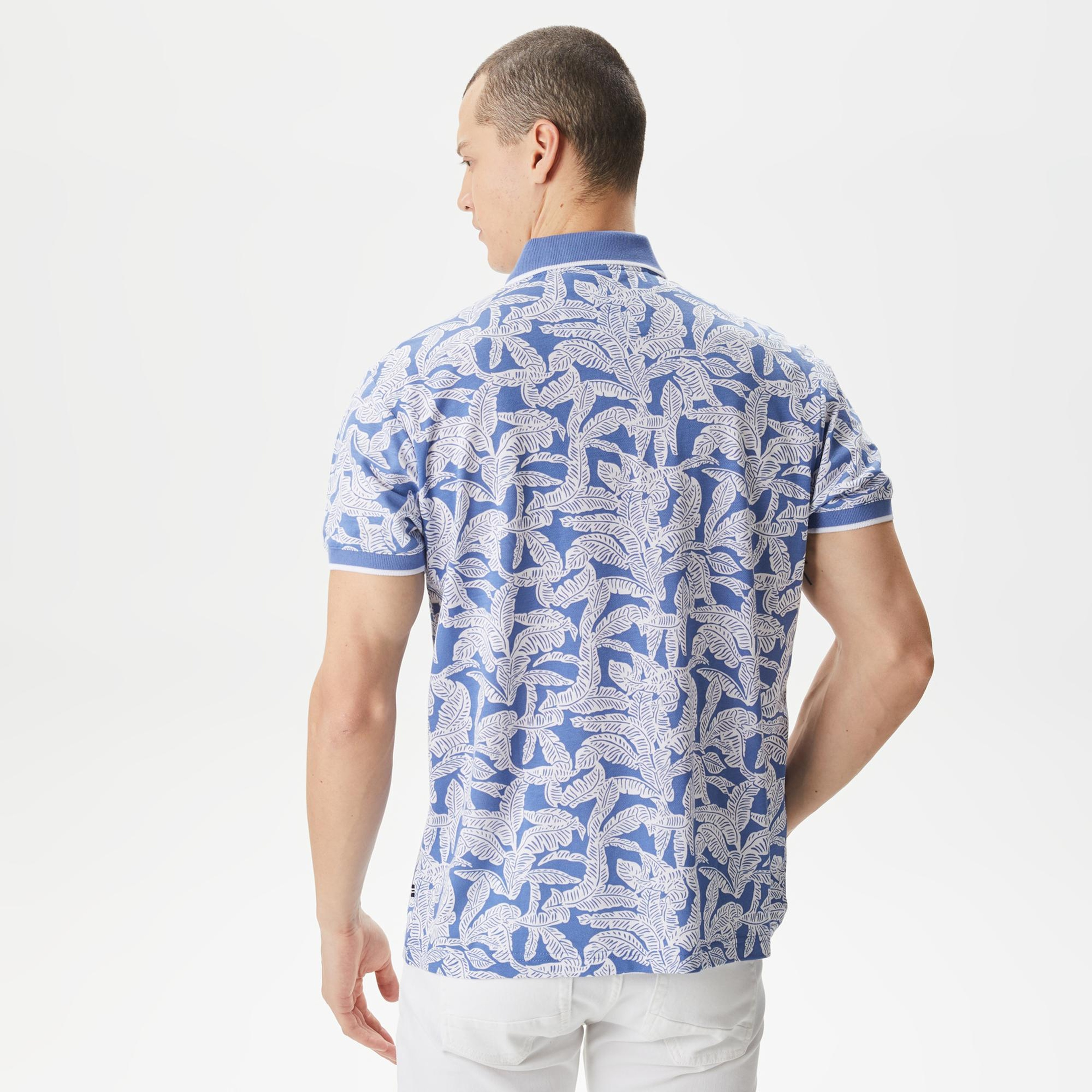 Nautica Erkek Mavi Classic Fit Kısa Kollu Baskılı Polo Yaka T-Shirt