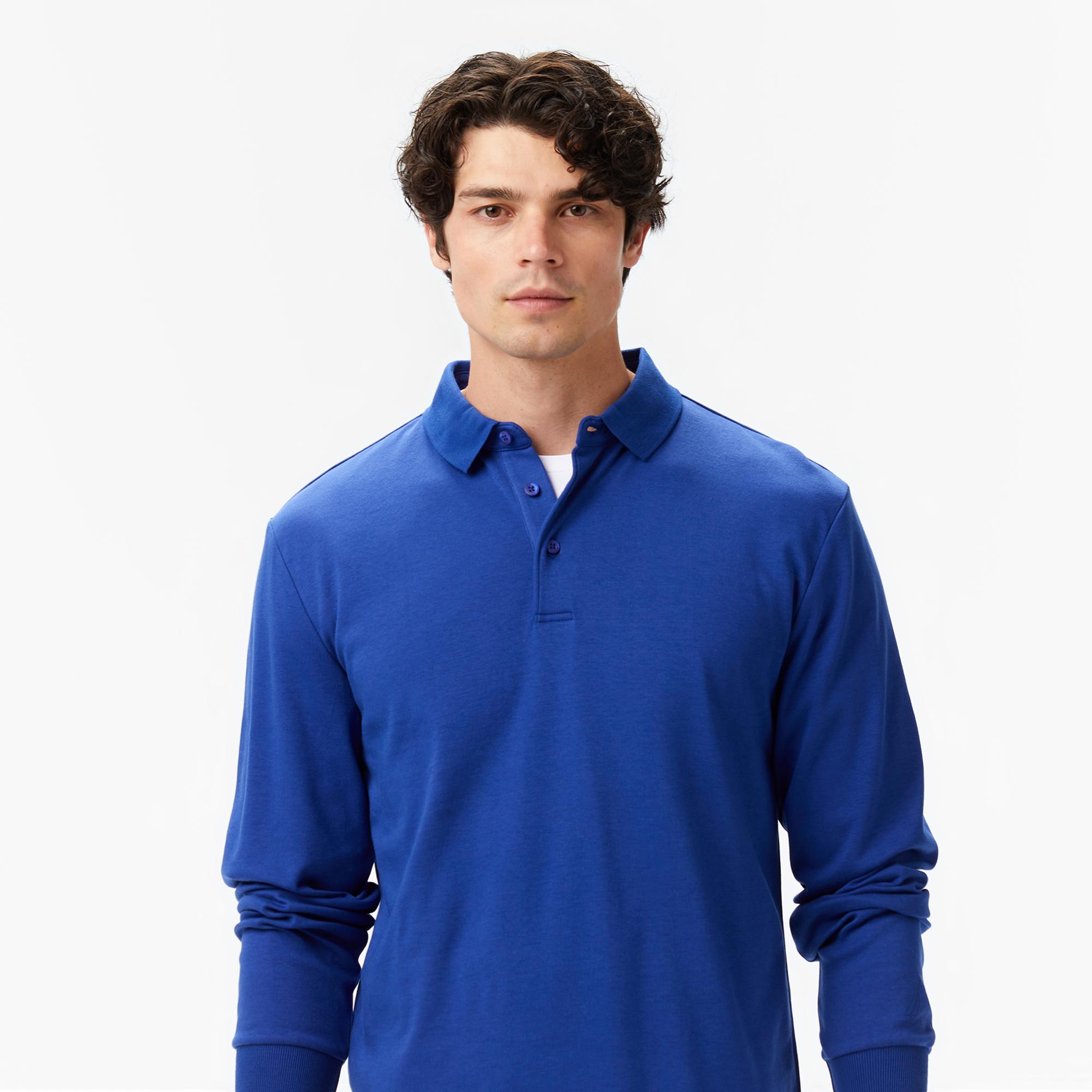 Nautica Erkek Mavi Classic Fit Uzun Kollu Polo Yaka T-Shirt