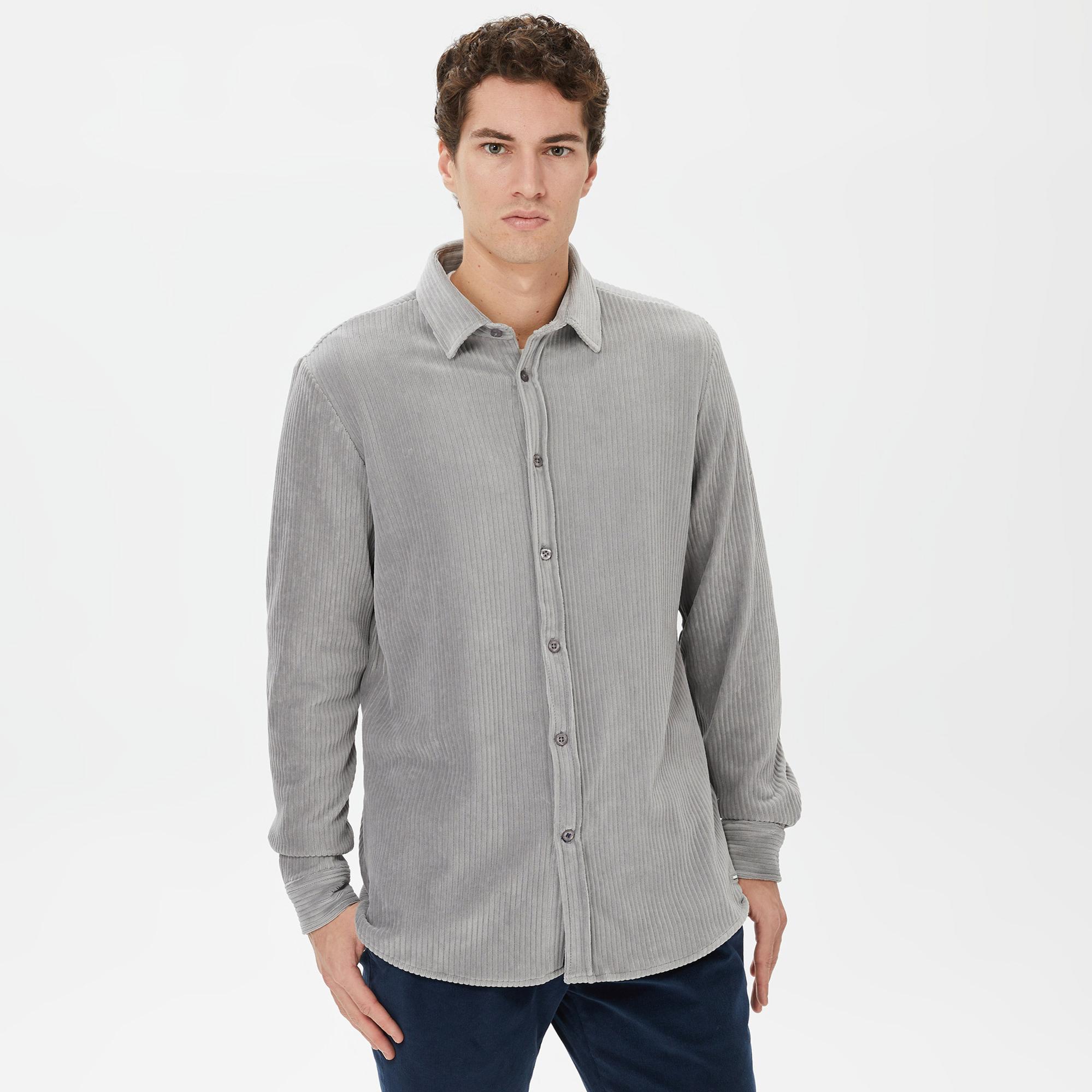 Nautica Erkek Gri Slim Fit Gömlek