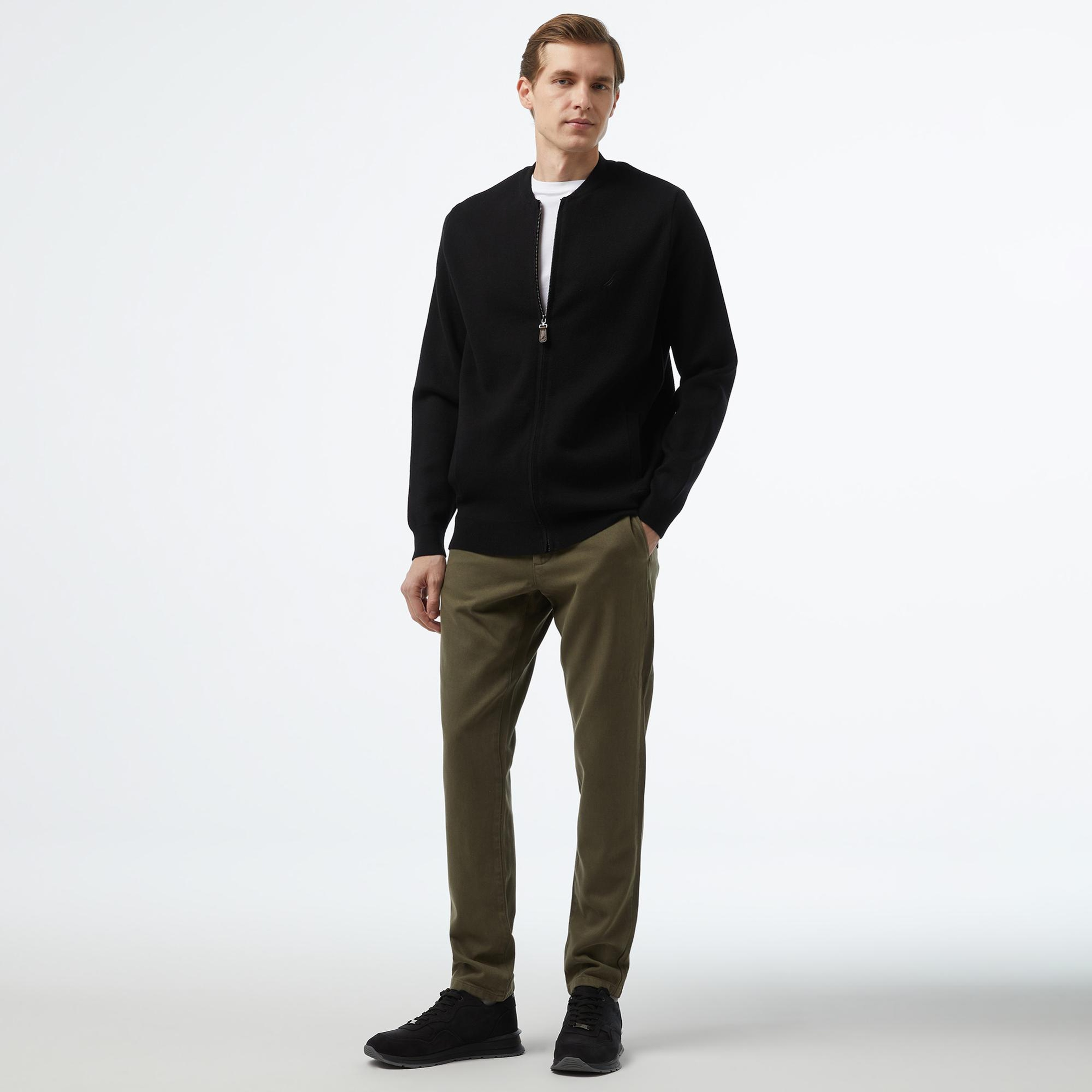 Nautica Erkek Siyah Regular Fit Hırka