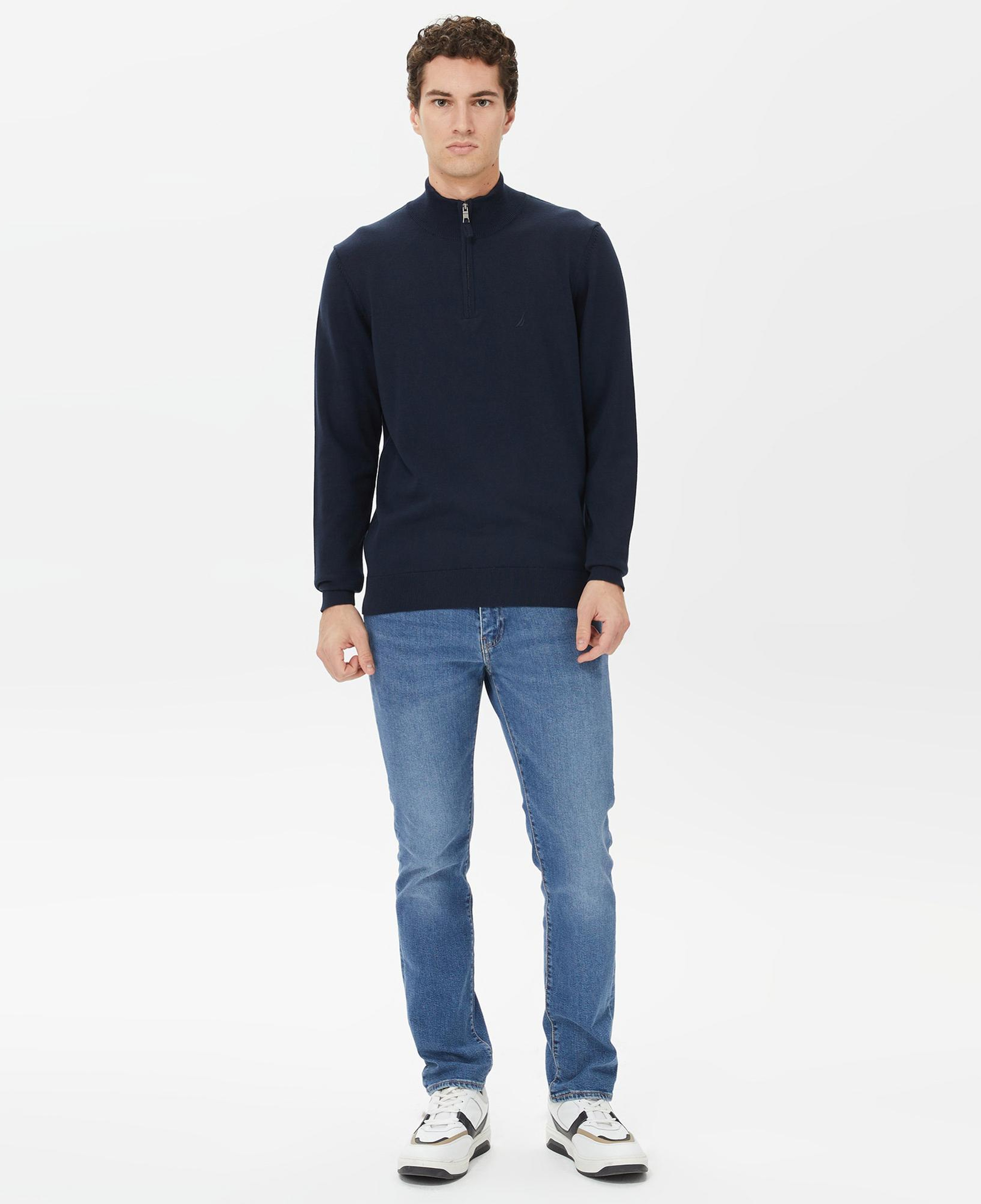 Nautica Erkek Lacivert Standart Fit Dik Yakalı Kazak