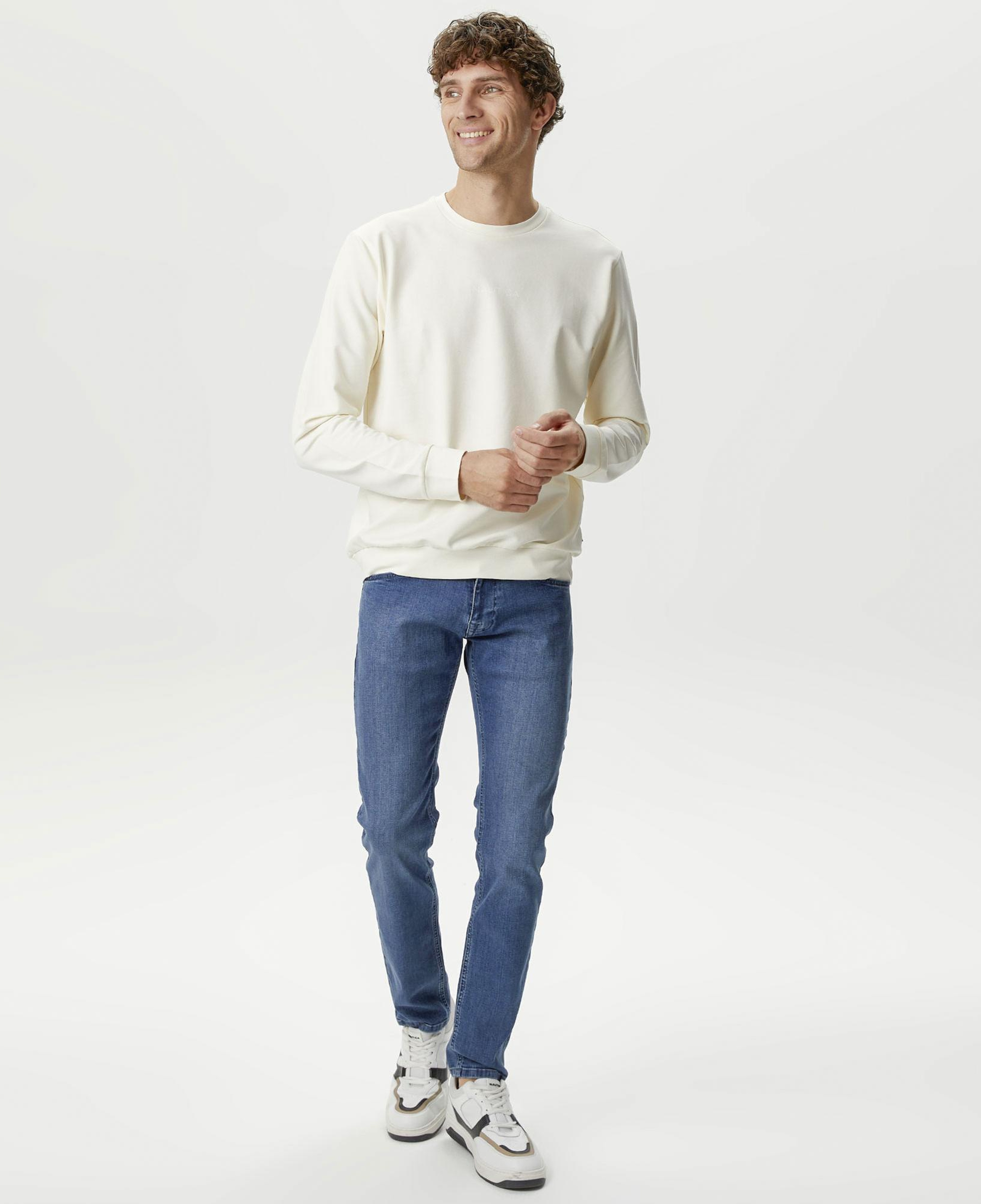 Nautica Erkek Krem Rengi Standart Fit Sweatshirt