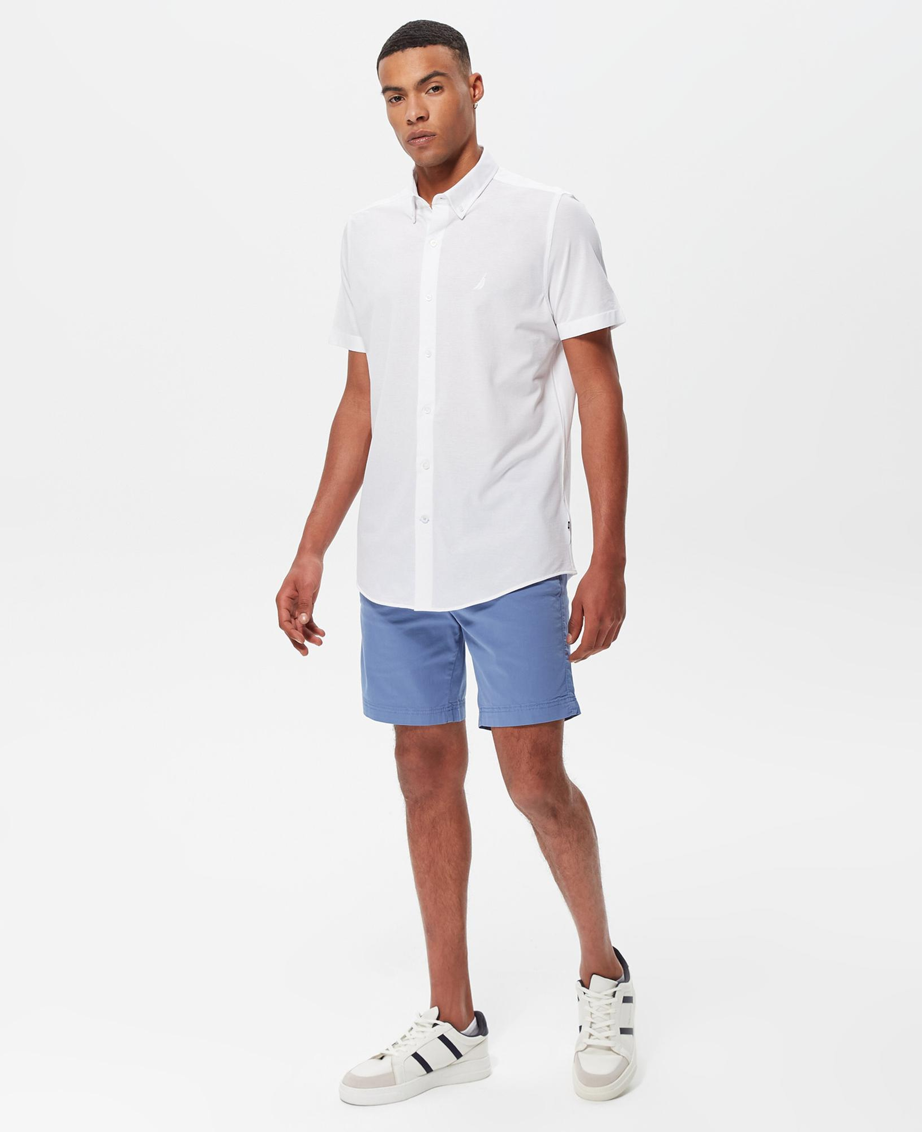 Nautica Erkek Beyaz Slim Fit Kısa Kollu Gömlek